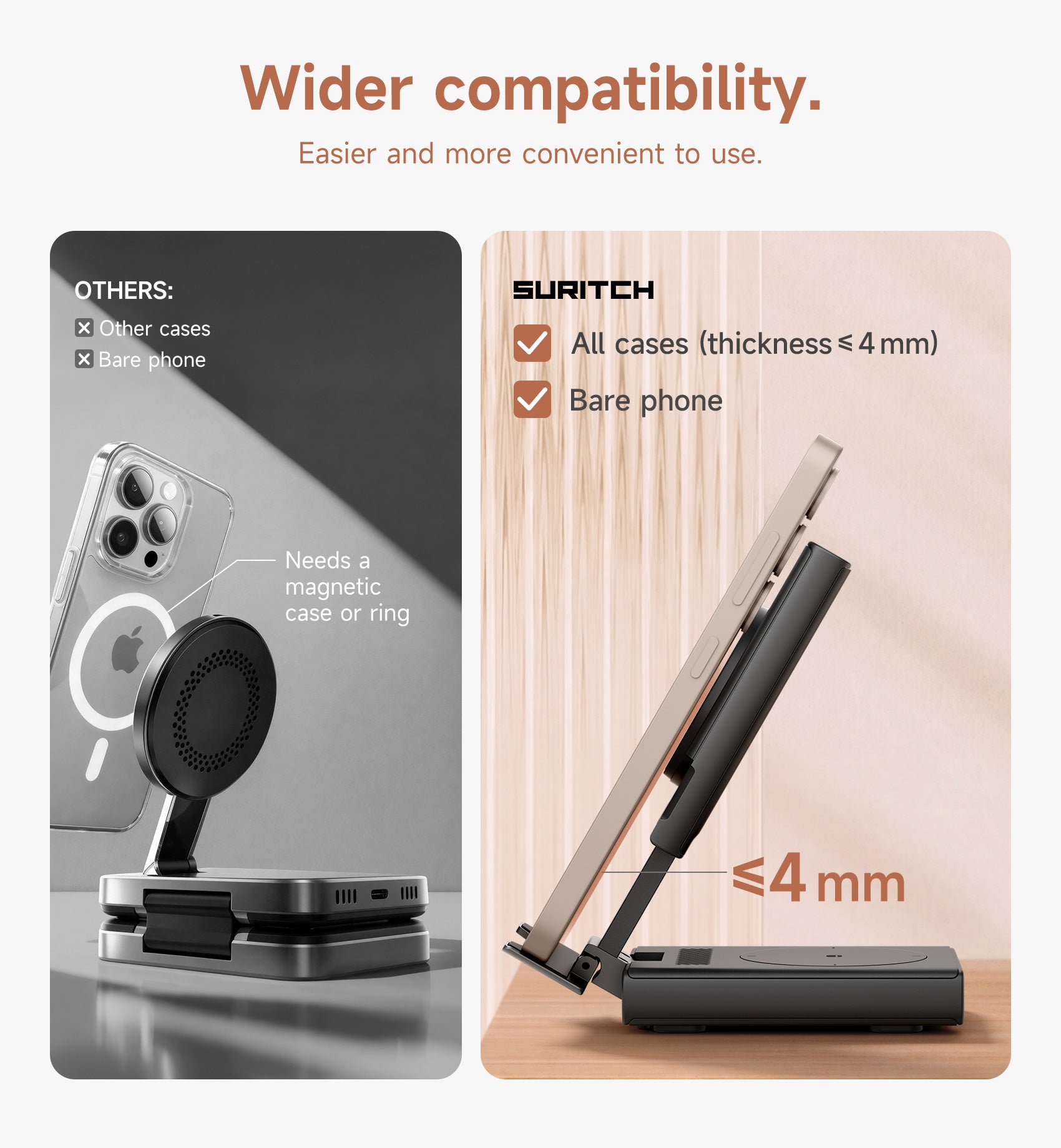 Suritch Samsung 3-in-1 Wireless Charging Station 15W Ultra-Compact Chargers Foldable Charging Dock Stand for Galaxy S25 S24 S23 S22 S21 Z Fold/Z Flip Galaxy Watch 8/7/6/5/4/3 Galaxy Buds