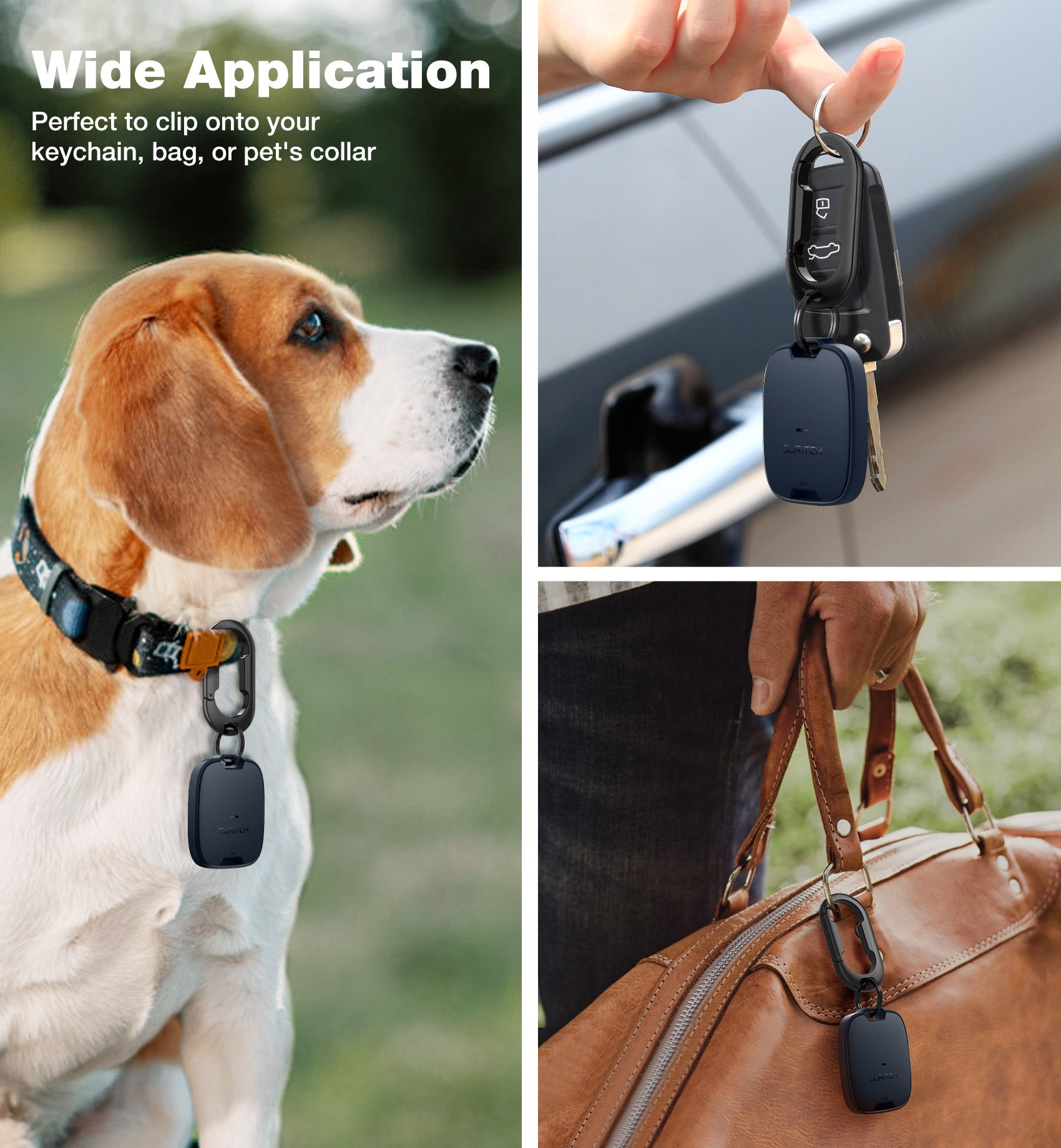 Suritch Case for AirTag Holder Keychain with Anti-Lost Carabiner Shockproof TPU Protective Cover for Kids Keys Pets Luggage Bags