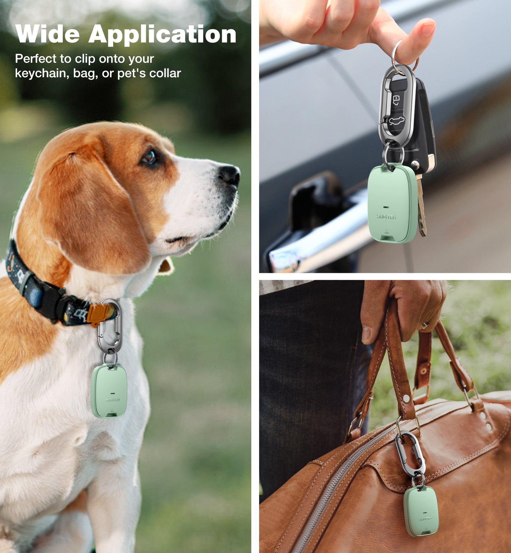 Suritch Case for AirTag Holder Keychain with Anti-Lost Carabiner Shockproof TPU Protective Cover for Kids Keys Pets Luggage Bags