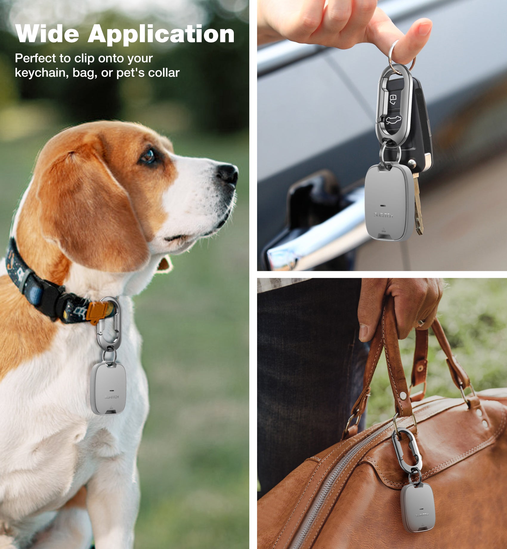 Suritch Case for AirTag Holder Keychain with Anti-Lost Carabiner Shockproof TPU Protective Cover for Kids Keys Pets Luggage Bags