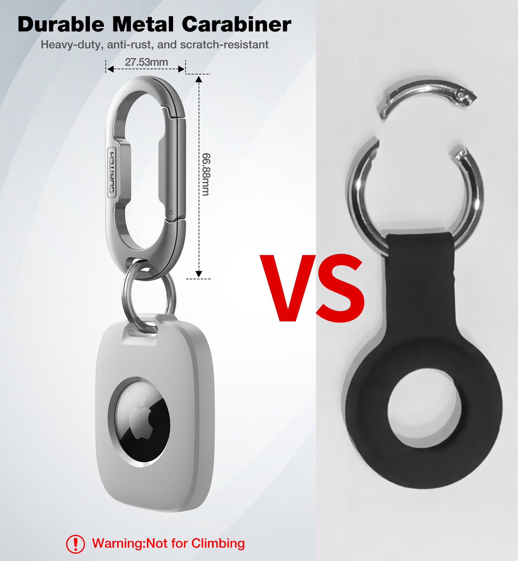 Suritch Case for AirTag Holder Keychain with Anti-Lost Carabiner Shockproof TPU Protective Cover for Kids Keys Pets Luggage Bags