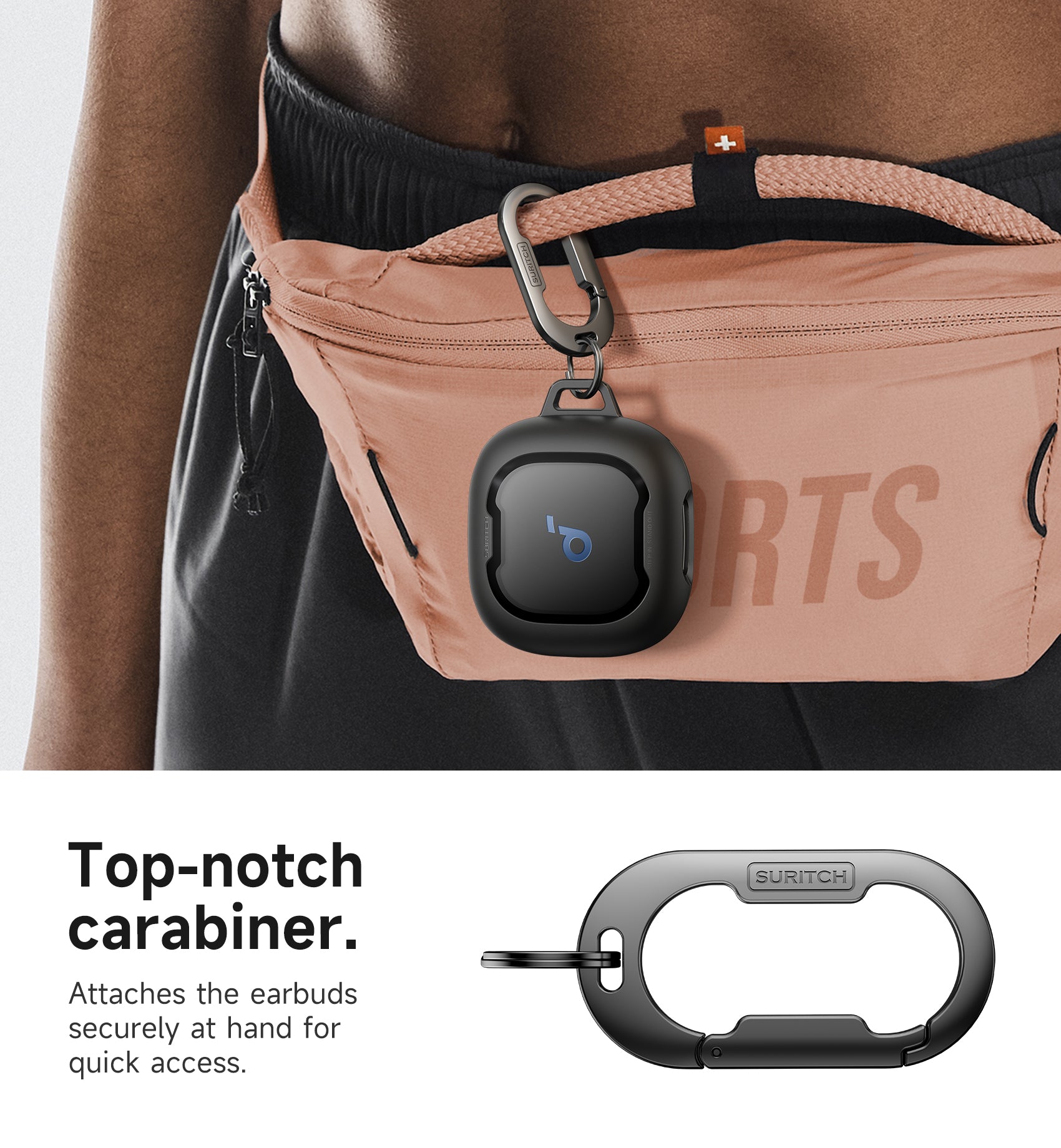 Suritch Case for Anker Soundcore Sport X20 Earbuds Rugged Protective Shockproof Bumper Cover with Carabiner Cleaning Kit
