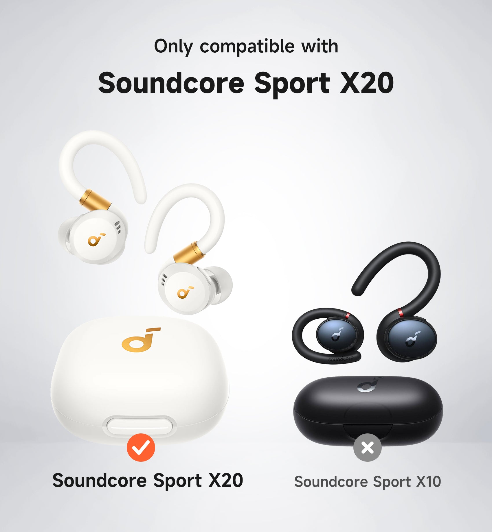 Suritch Case for Anker Soundcore Sport X20 Earbuds Rugged Protective Shockproof Bumper Cover with Carabiner Cleaning Kit