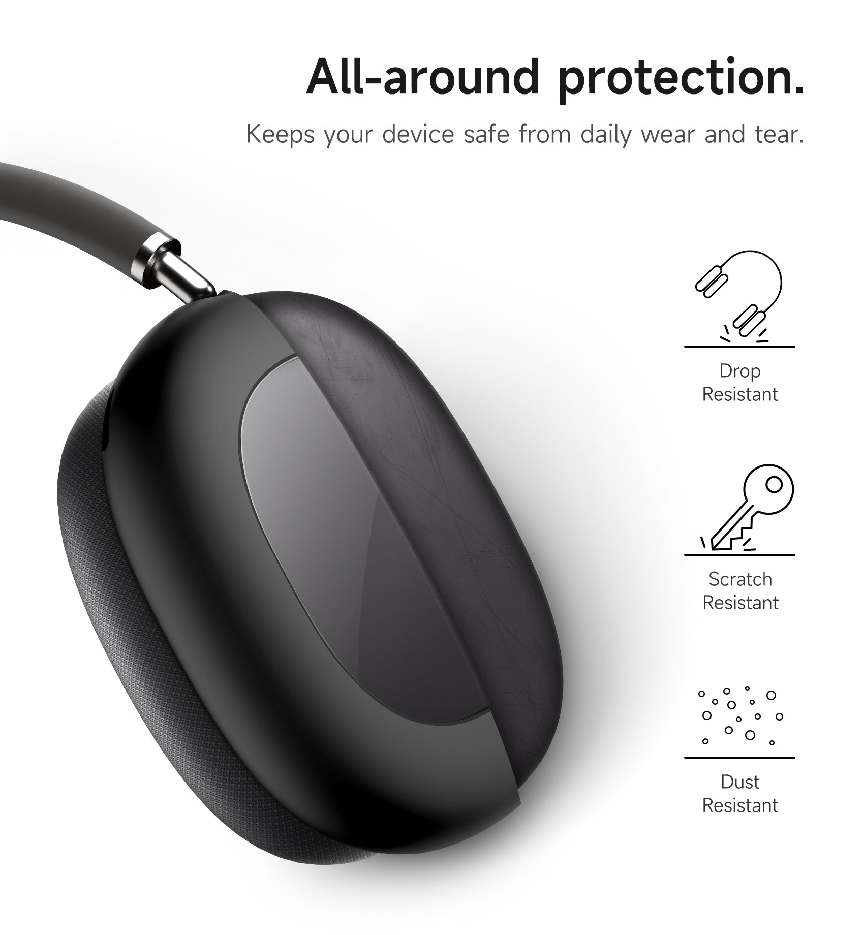 Suritch Case for Apple AirPods Max TPU Anti-Scratch Ear Cups Cover Rugged Shockproof Protective Cover
