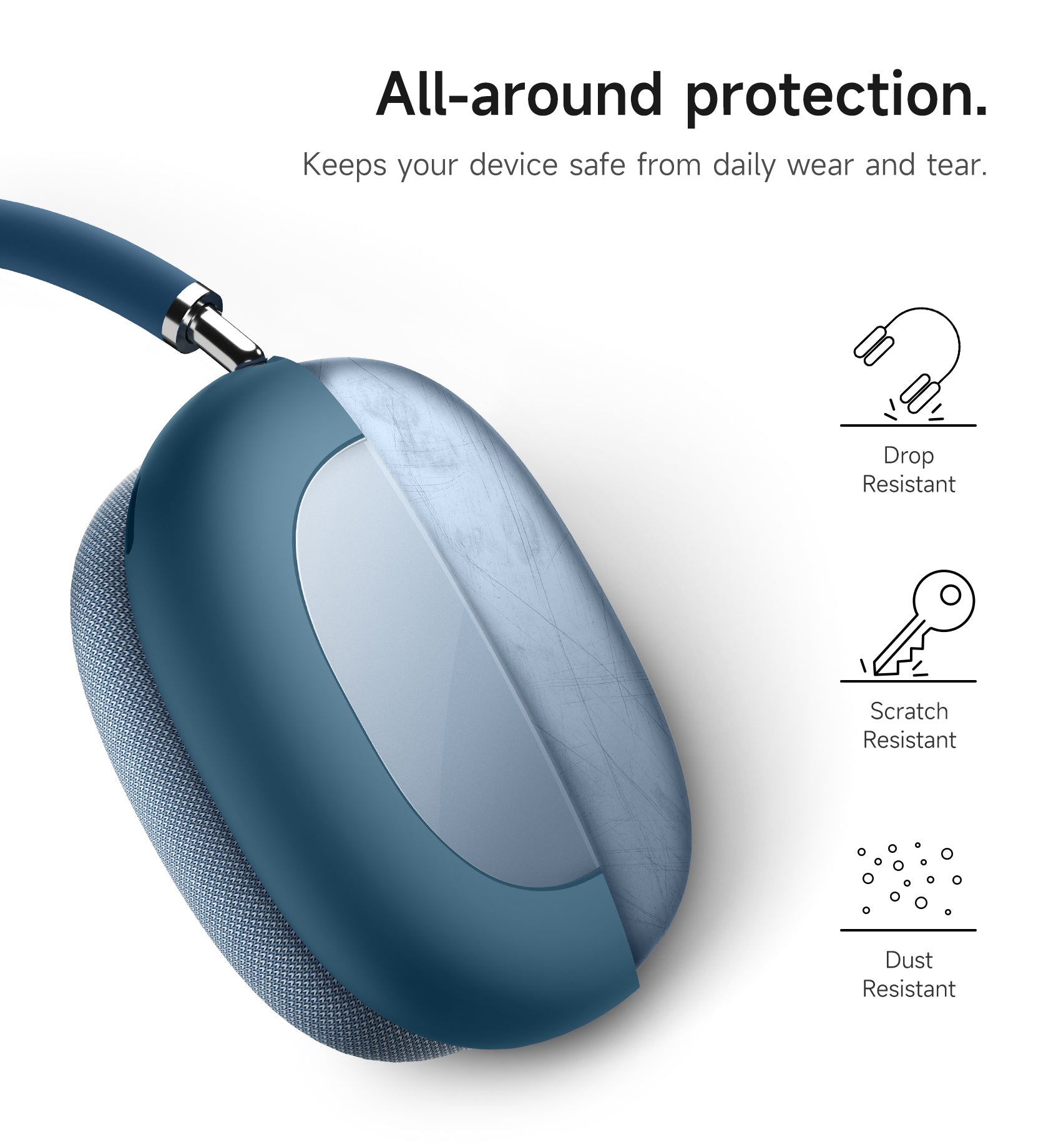 Suritch Case for Apple AirPods Max TPU Anti-Scratch Ear Cups Cover Rugged Shockproof Protective Cover