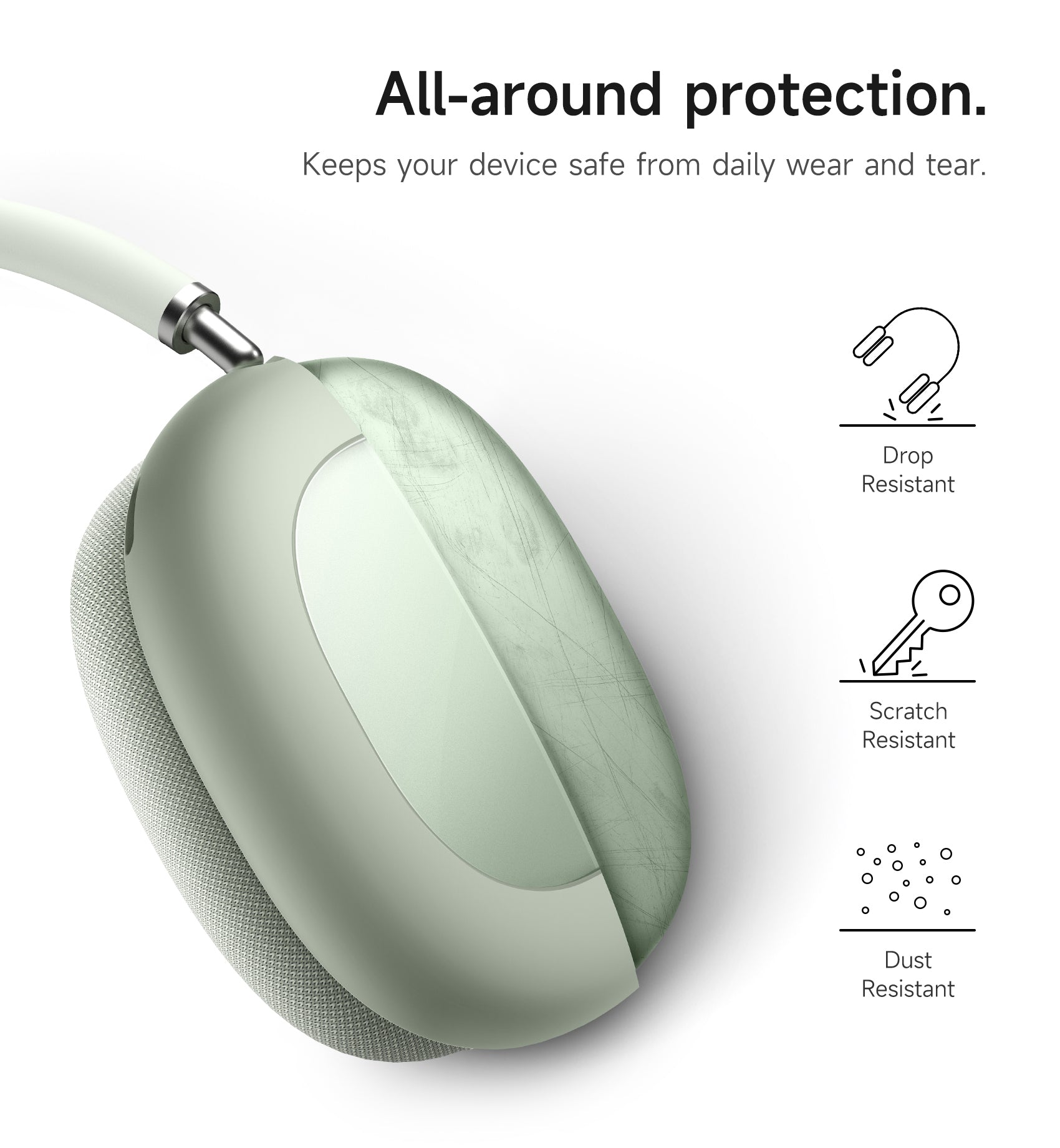 Suritch Case for Apple AirPods Max TPU Anti-Scratch Ear Cups Cover Rugged Shockproof Protective Cover