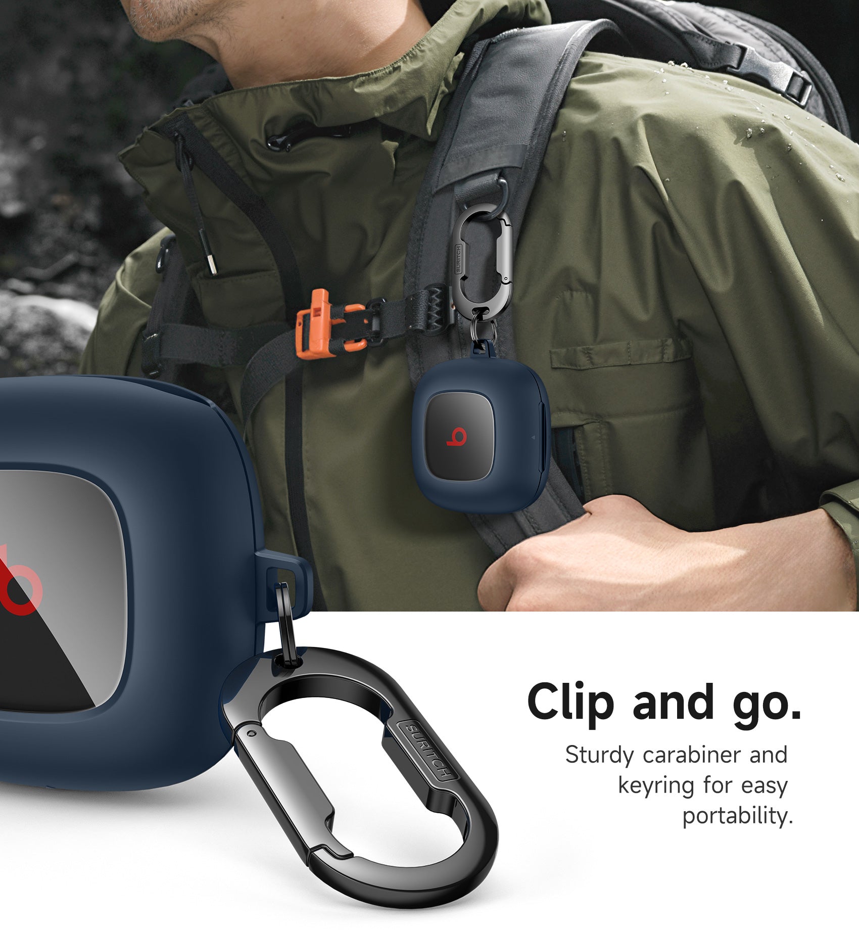 Suritch Case for Beats Fit Pro Earbuds Shock-Absorbing Protective TPU Shell Secure Locking System with Anti-Lost Keychain