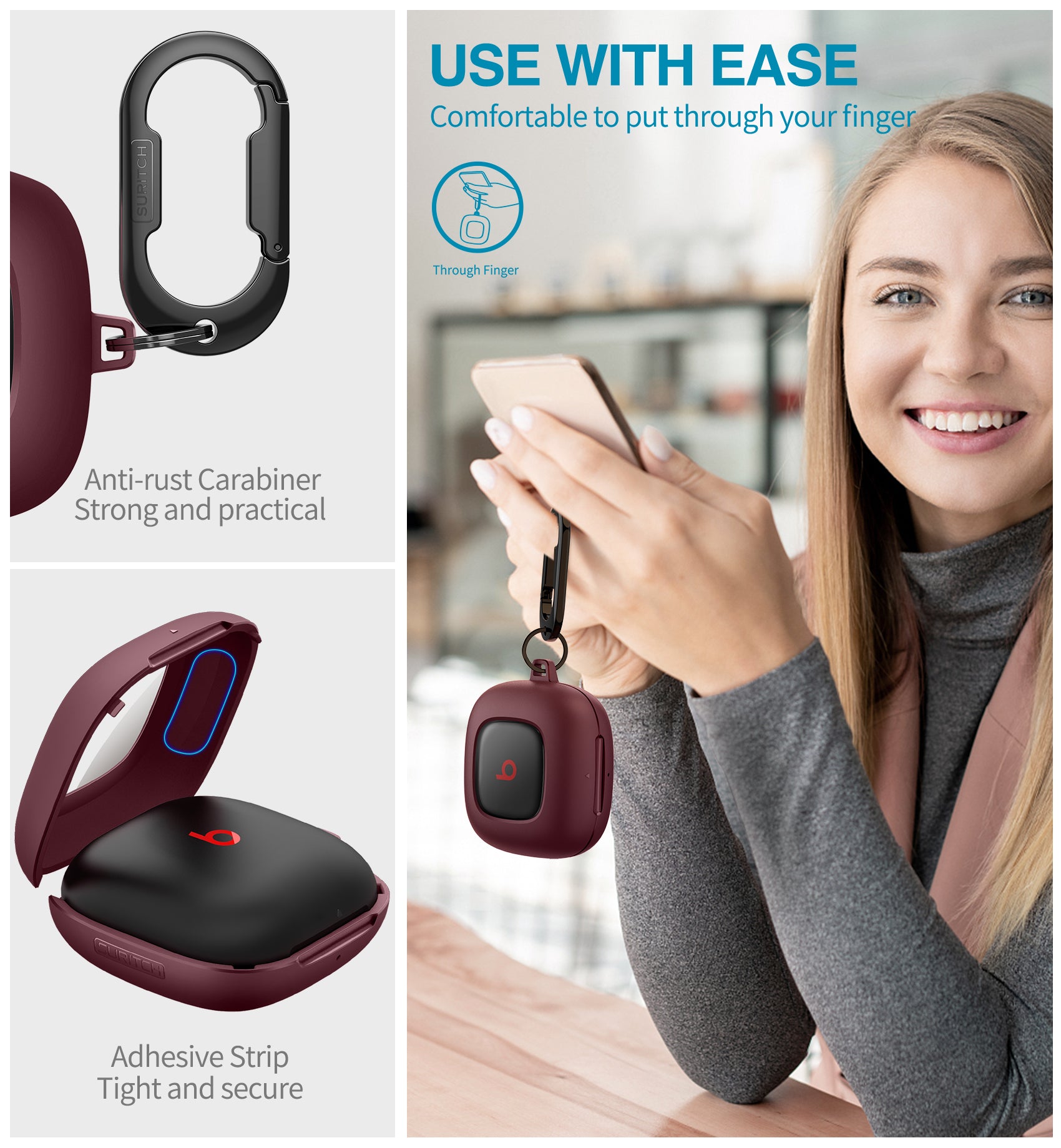 Suritch Case for Beats Fit Pro Earbuds Shock-Absorbing Protective TPU Shell Secure Locking System with Anti-Lost Keychain