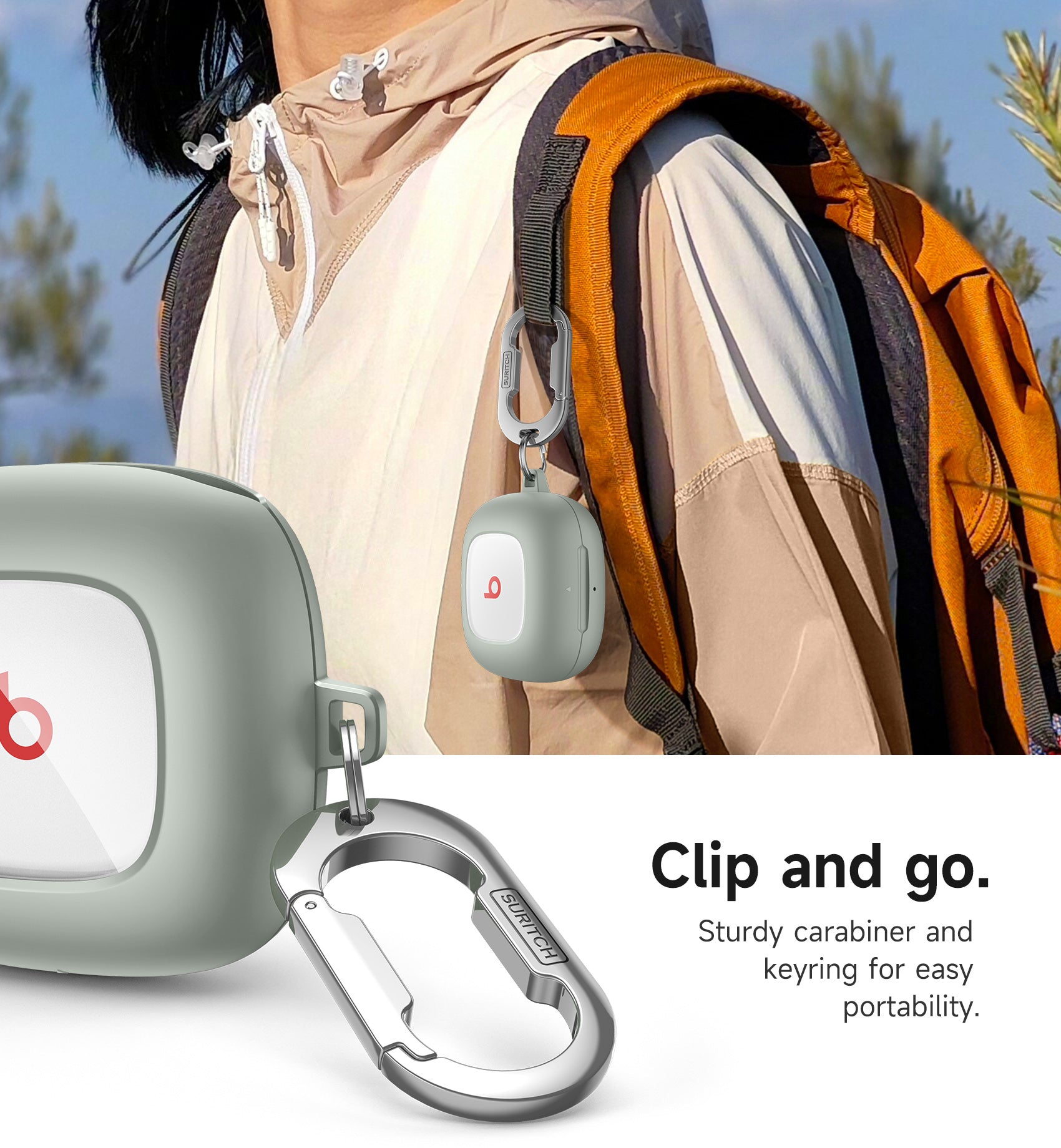 Suritch Case for Beats Fit Pro Earbuds Shock-Absorbing Protective TPU Shell Secure Locking System with Anti-Lost Keychain