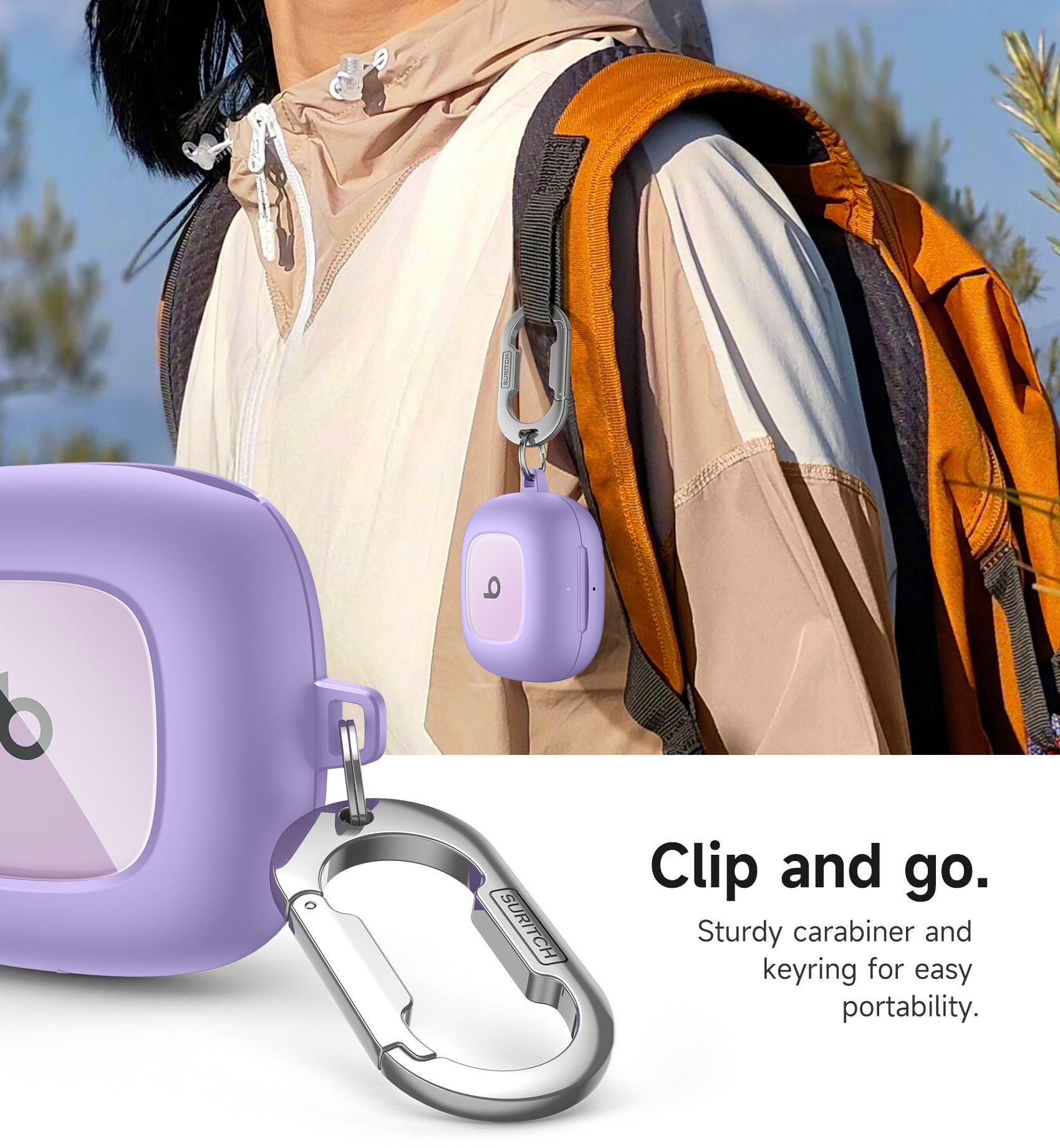 Suritch Case for Beats Fit Pro Earbuds Shock-Absorbing Protective TPU Shell Secure Locking System with Anti-Lost Keychain
