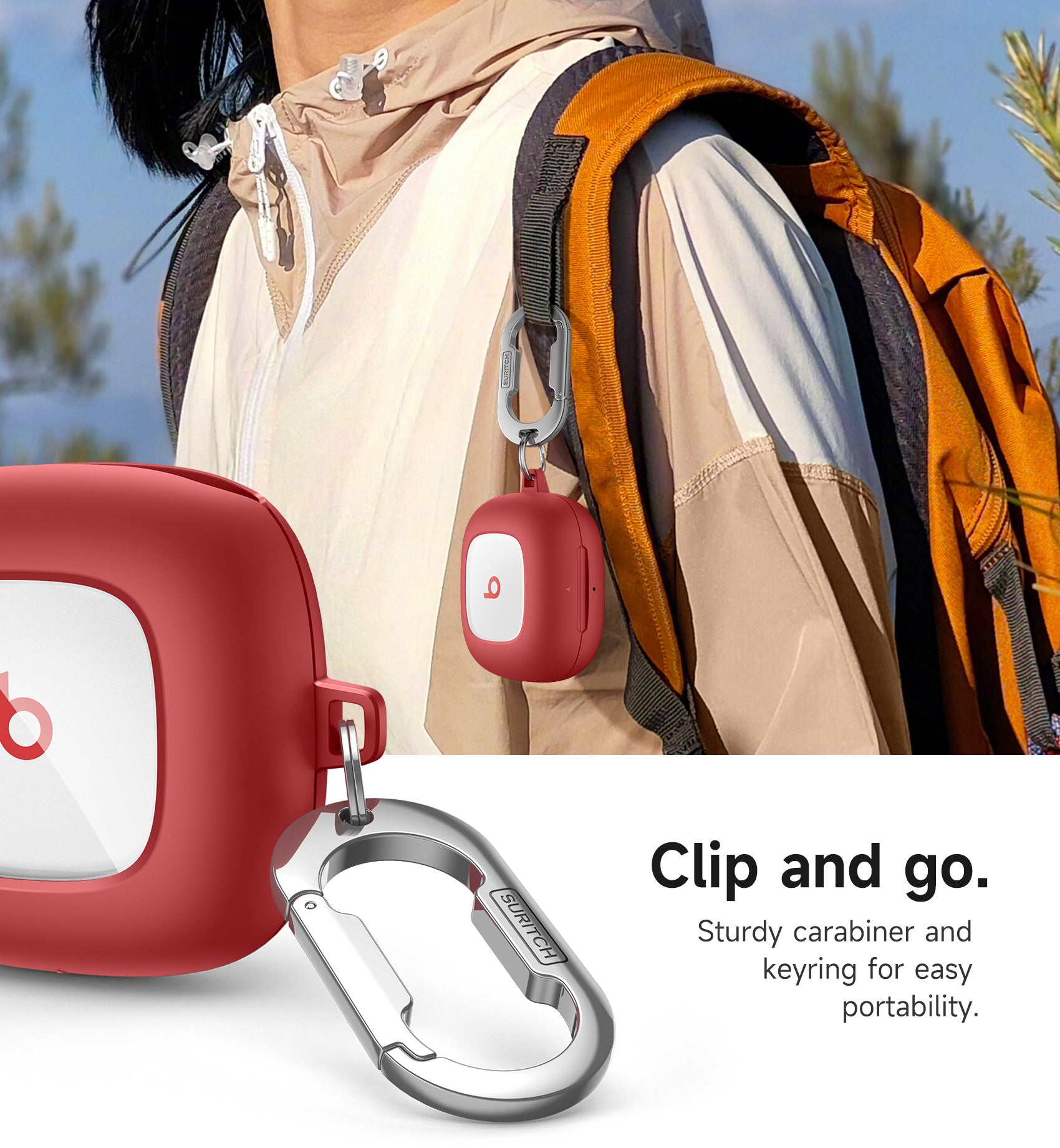 Suritch Case for Beats Fit Pro Earbuds Shock-Absorbing Protective TPU Shell Secure Locking System with Anti-Lost Keychain