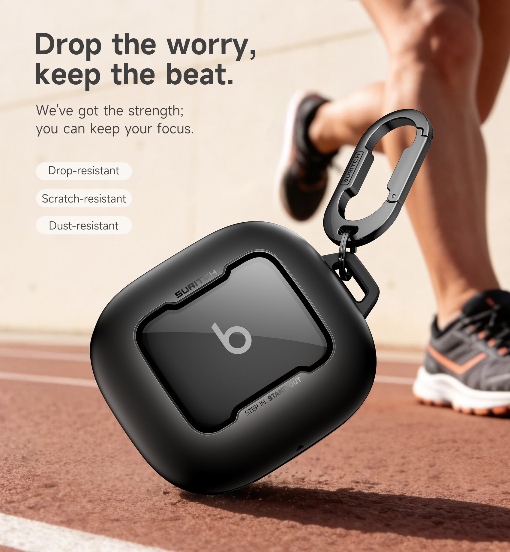 Suritch Case for Beats Powerbeats Fit 2025 Magnetic Bumper Shockproof Protective Cover with Magnetic Lock Carabiner for Workout Sport Travel