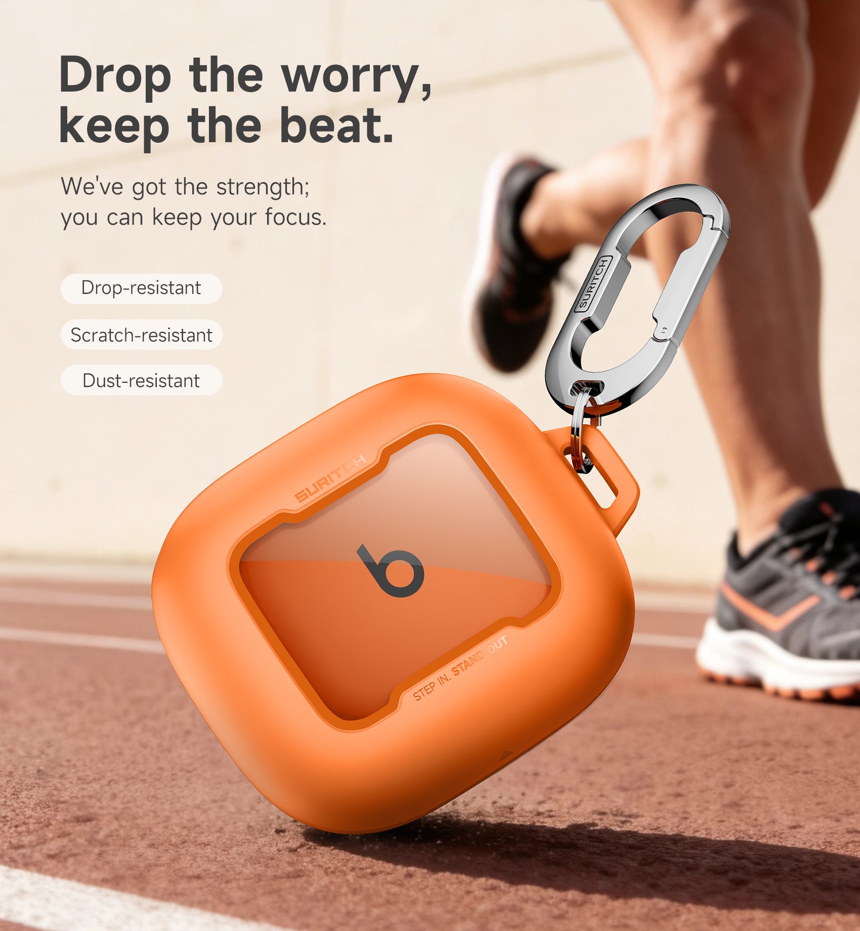 Suritch Case for Beats Powerbeats Fit 2025 Magnetic Bumper Shockproof Protective Cover with Magnetic Lock Carabiner for Workout Sport Travel