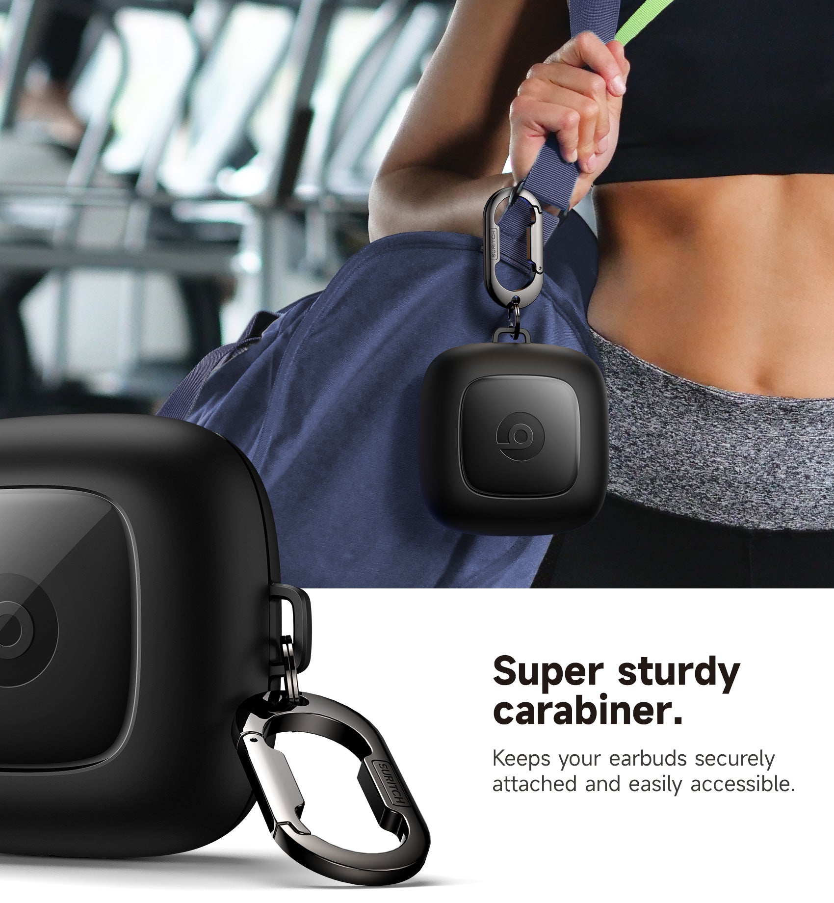 Suritch Case for Beats Powerbeats Pro Wireless Earbuds Shockproof Magnetic Protective Cover with Magnetic Lid Lock Carabiner Full-Body Drop Protection