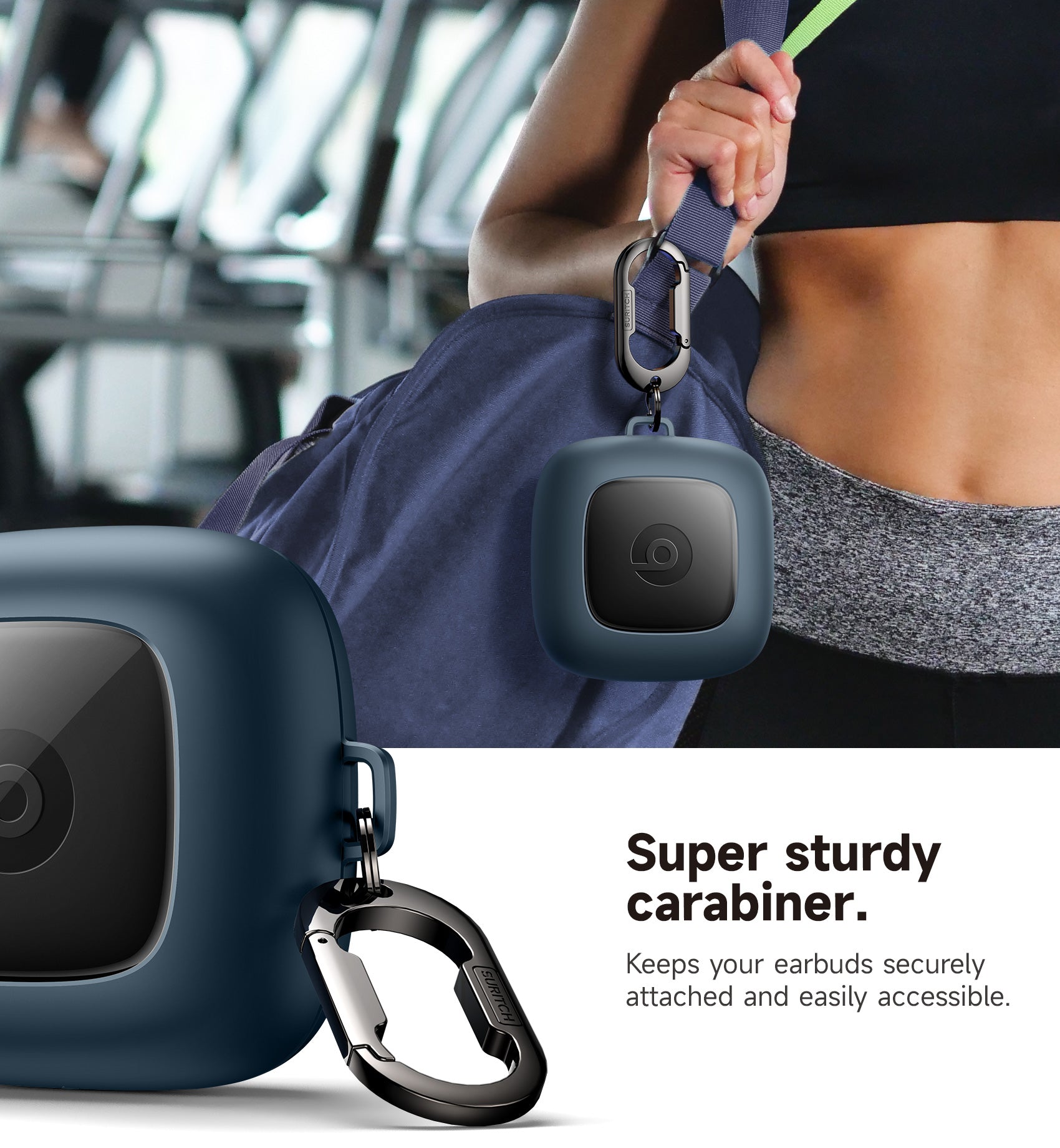 Suritch Case for Beats Powerbeats Pro Wireless Earbuds Shockproof Magnetic Protective Cover with Magnetic Lid Lock Carabiner Full-Body Drop Protection
