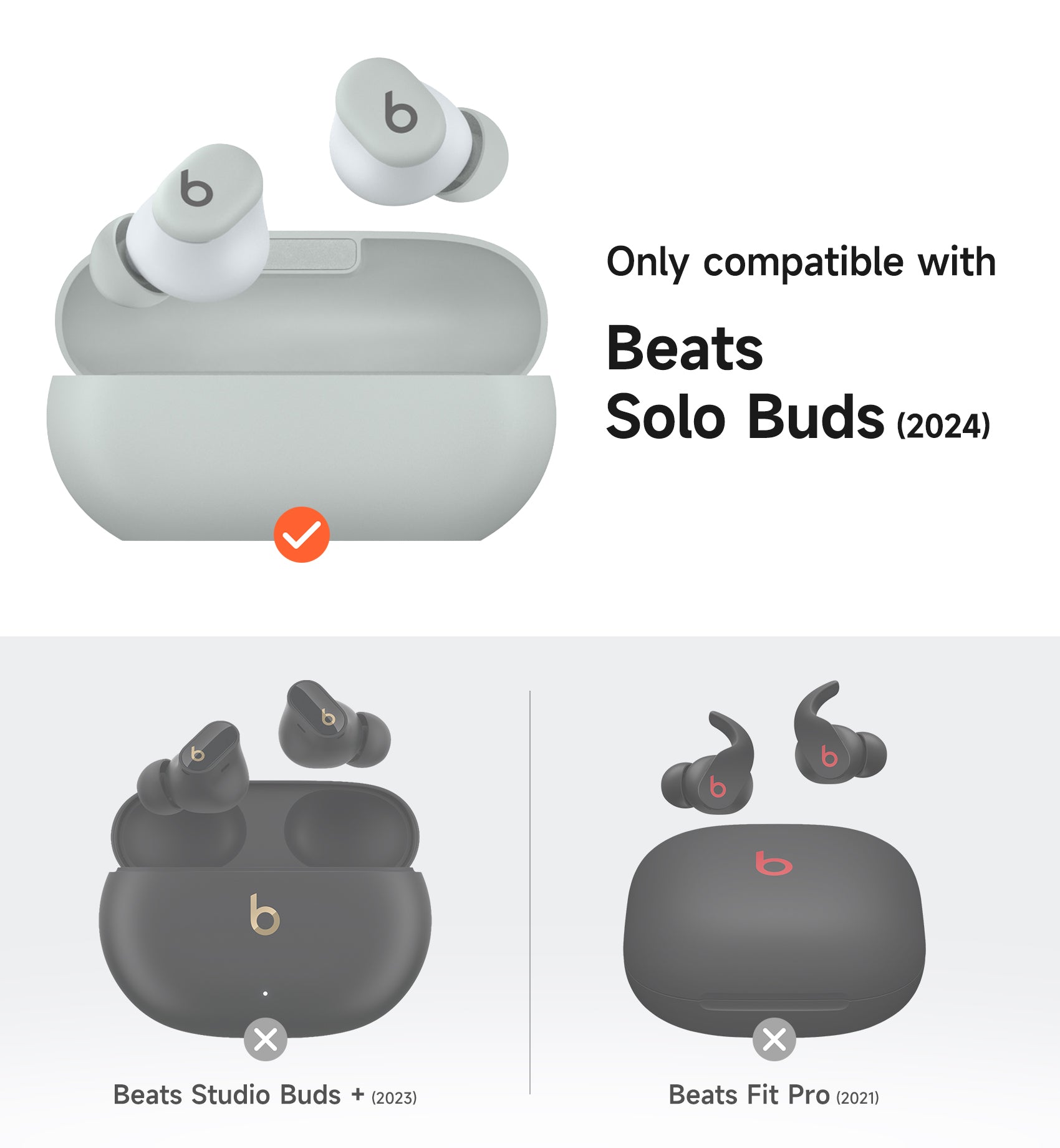 Suritch Case for Beats Solo Buds 2024 Magnetic Protective Covers Wireless Earbuds with Magnetic Lok Carabiner Keyring Cleaning Kit