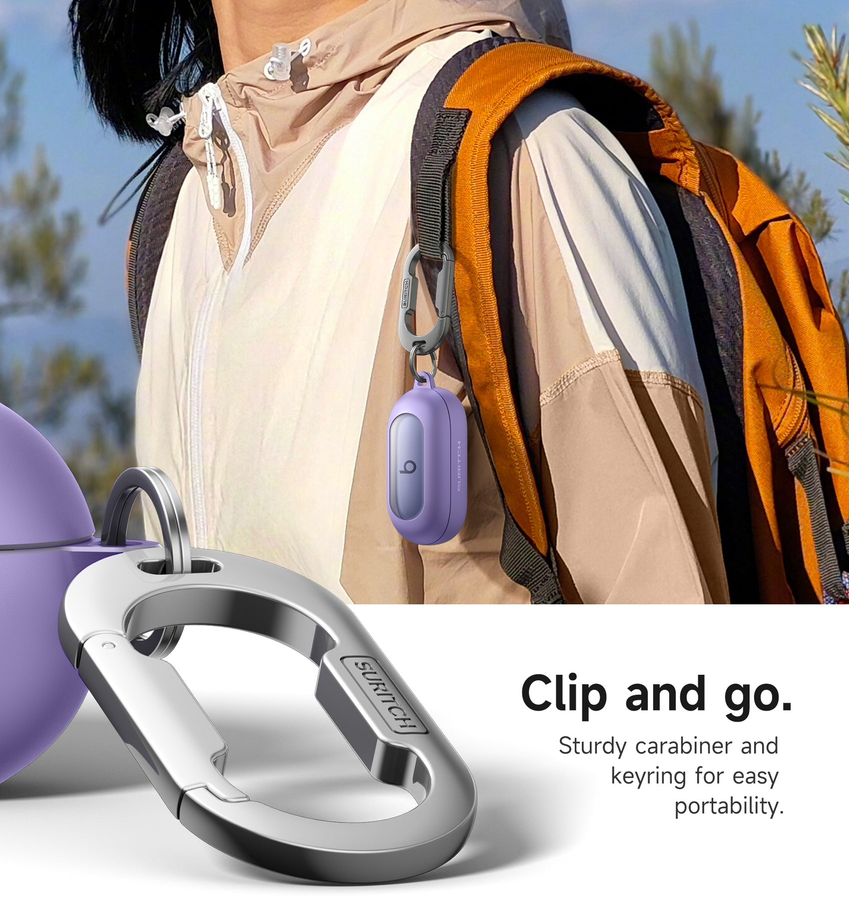 Suritch Case for Beats Solo Buds 2024 Magnetic Protective Covers Wireless Earbuds with Magnetic Lok Carabiner Keyring Cleaning Kit