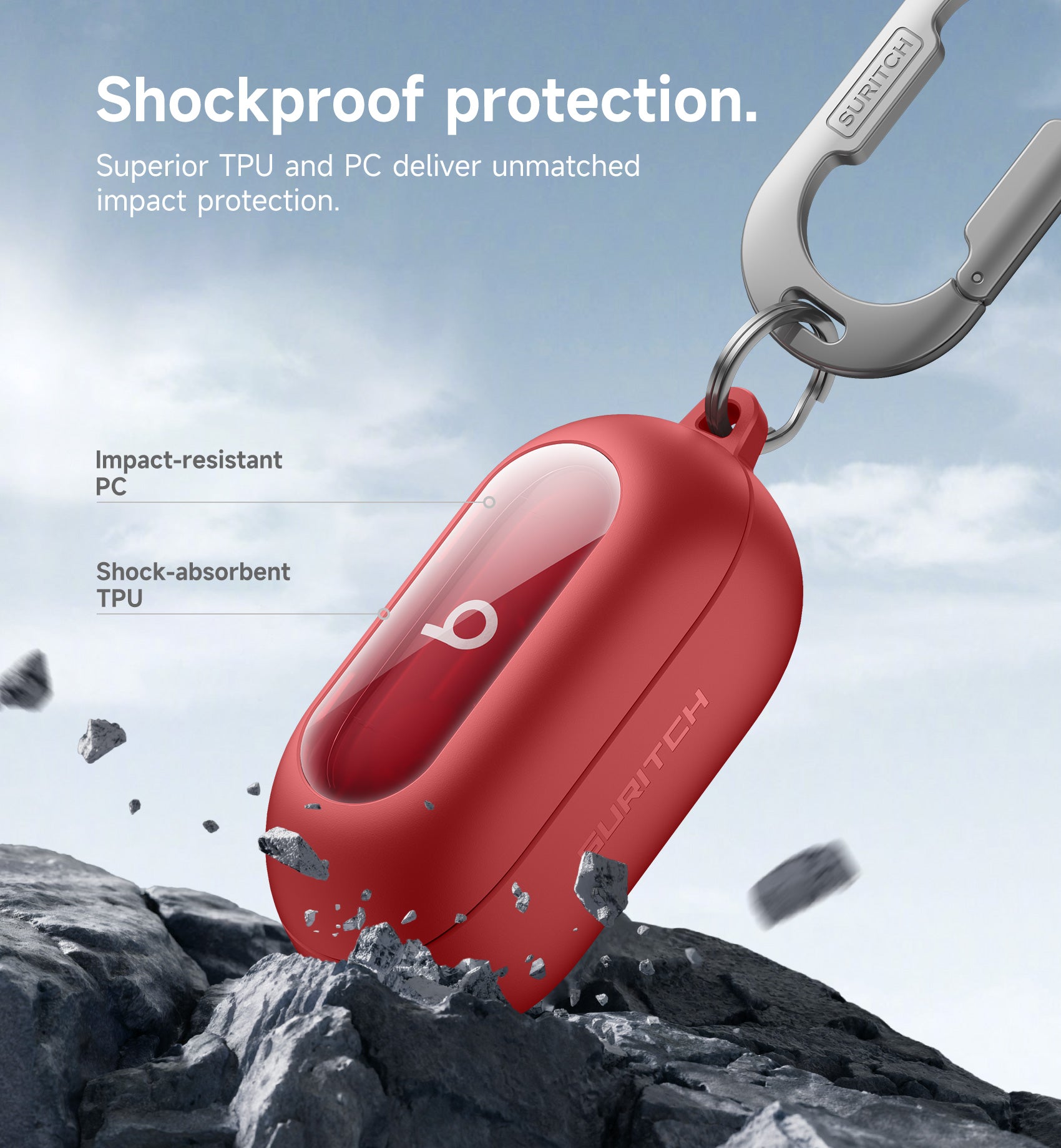 Suritch Case for Beats Solo Buds 2024 Magnetic Protective Covers Wireless Earbuds with Magnetic Lok Carabiner Keyring Cleaning Kit