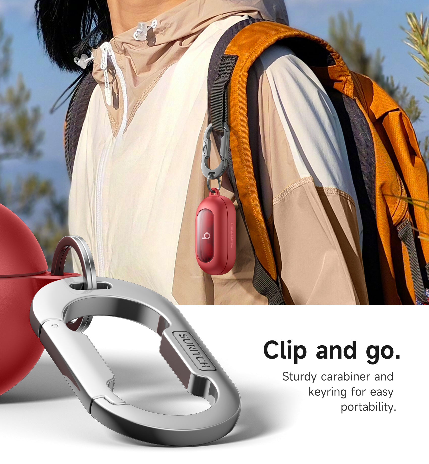 Suritch Case for Beats Solo Buds 2024 Magnetic Protective Covers Wireless Earbuds with Magnetic Lok Carabiner Keyring Cleaning Kit