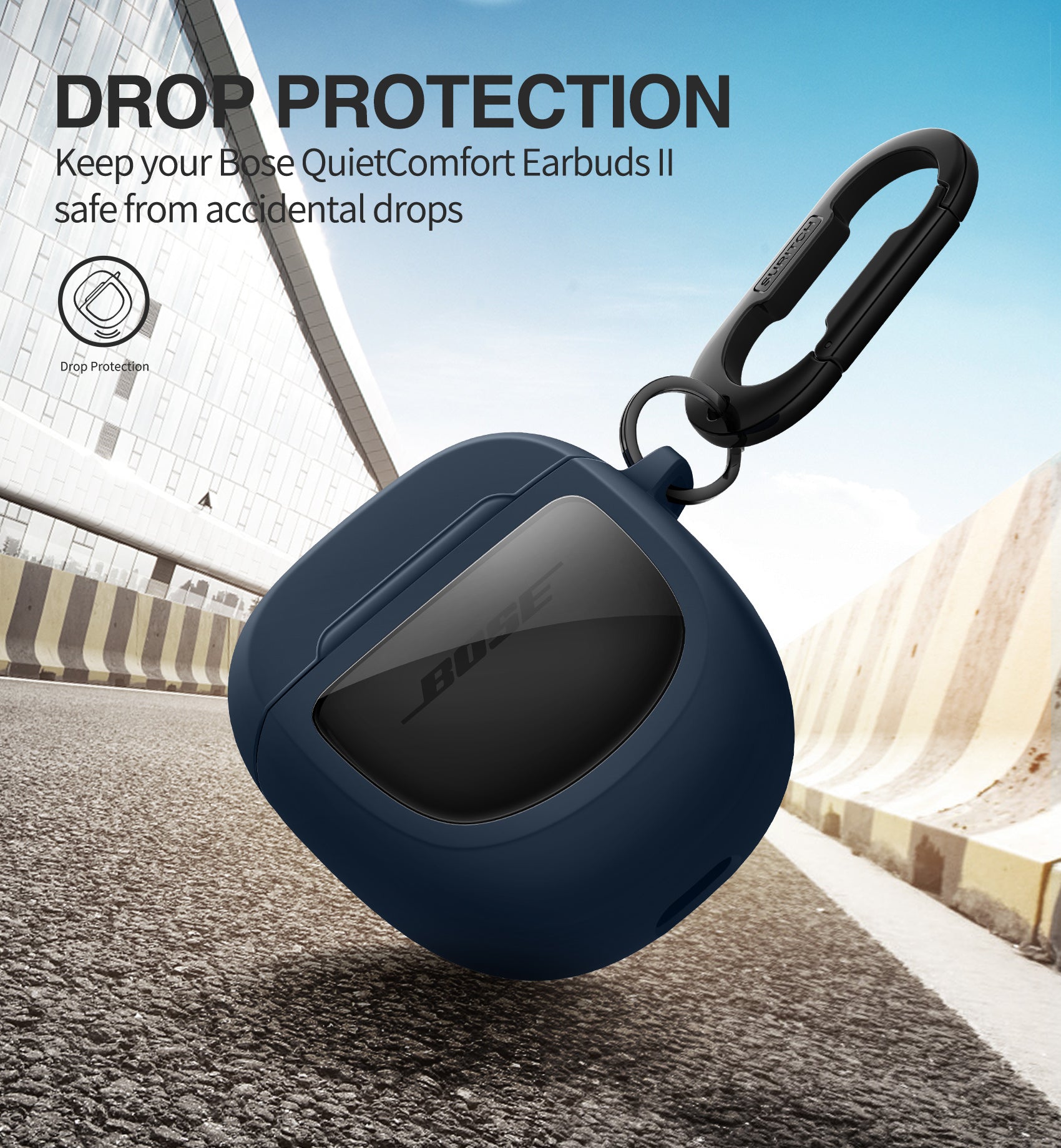 Suritch Case for Bose QuietComfort II 2 2022 Protective Shockproof Cover Accessories with Carabiner