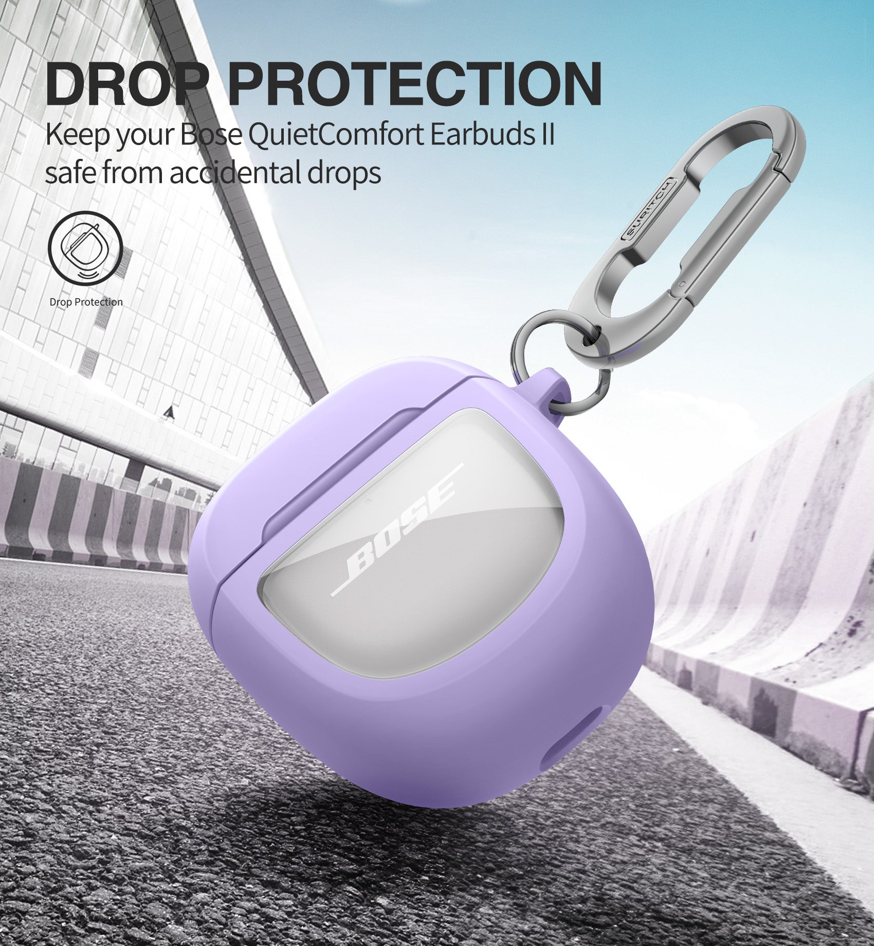 Suritch Case for Bose QuietComfort II 2 2022 Protective Shockproof Cover Accessories with Carabiner