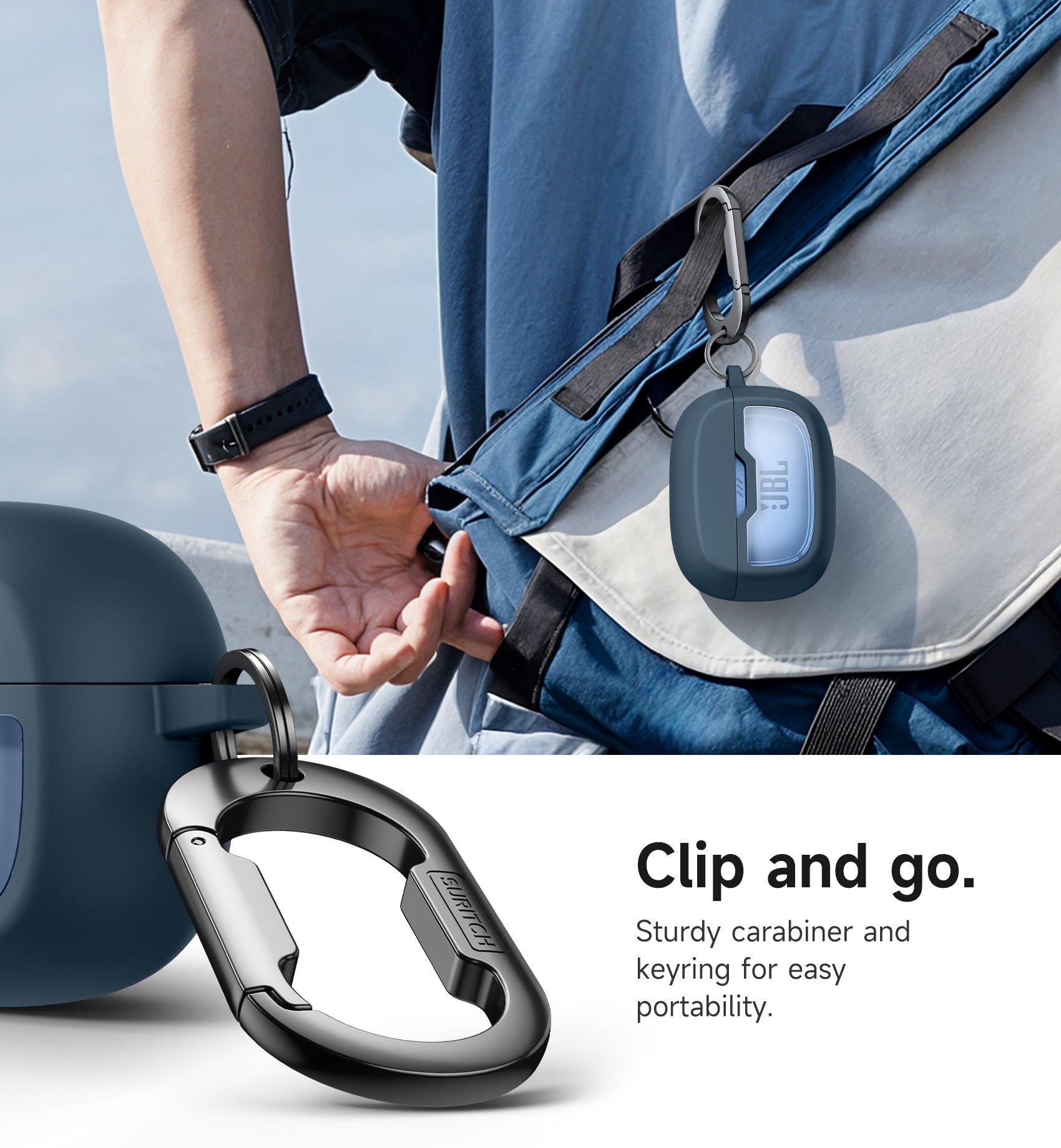 Suritch Case for JBL Vibe 200TWS Earbuds Shockproof Magnetic Protective Headphone Cover Rugged Bumper with Carabiner Cleaning Kit Removal Tool
