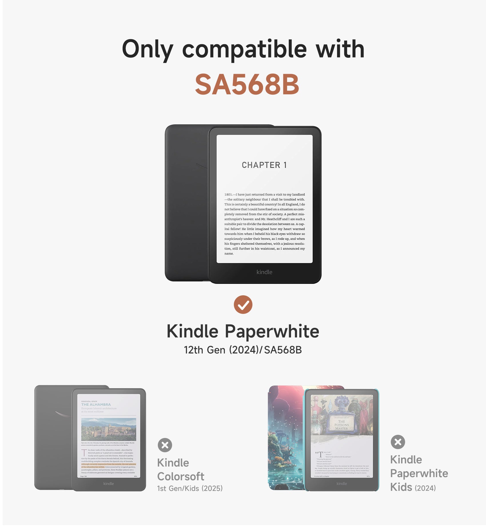 Suritch Case for Kindle Paperwhite 12th Gen 2024 Shockproof TPU Protective Cover with Dual Hand Straps Adjustable Kickstand Screen Protector