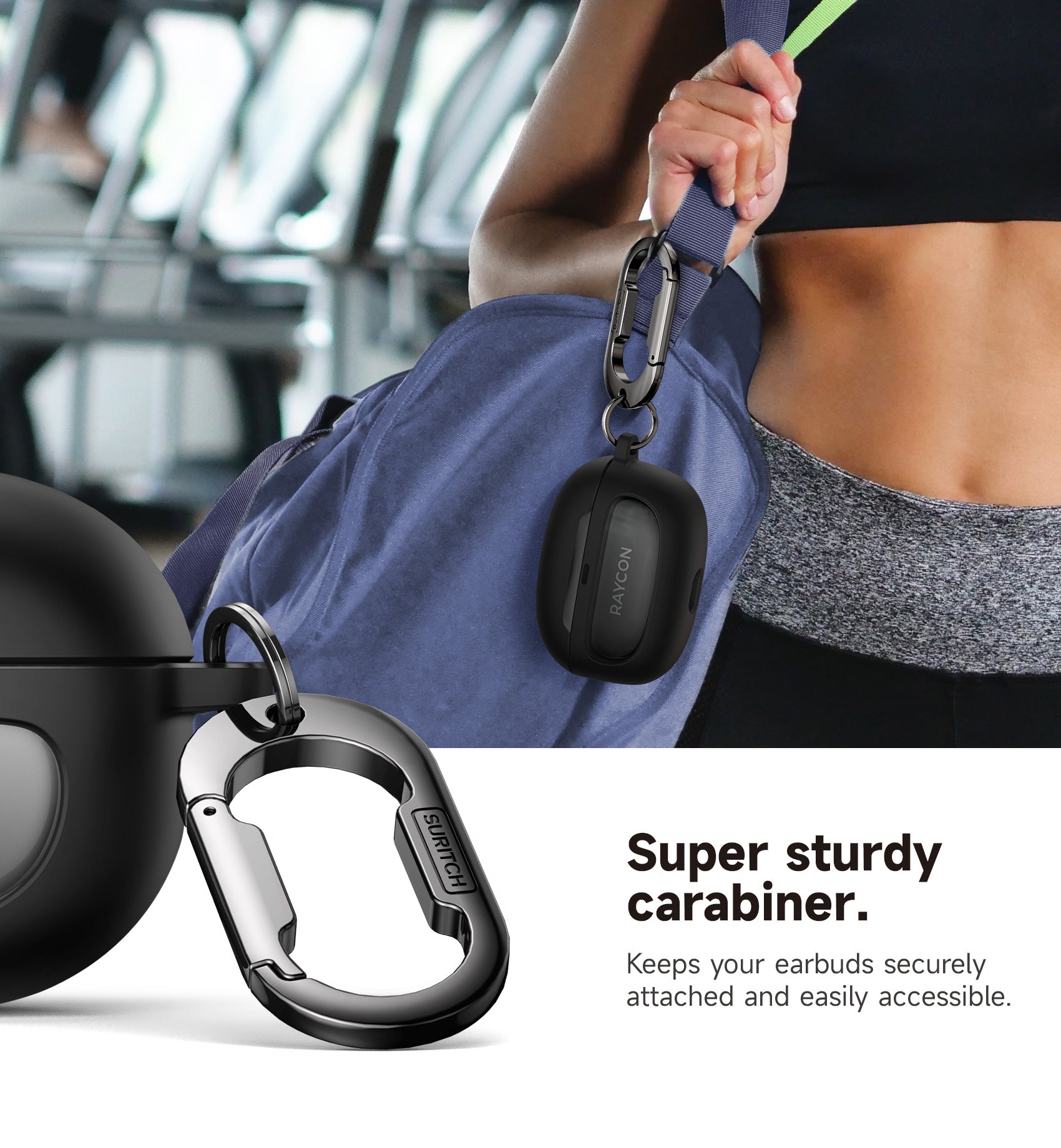 Suritch Case for Raycon Everyday Earbuds 2024 Edition Shockproof Magnetic Protective Cover Bluetooth True Wireless in-Ear Buds Headphones with Magnetic Lid Lock Carabiner