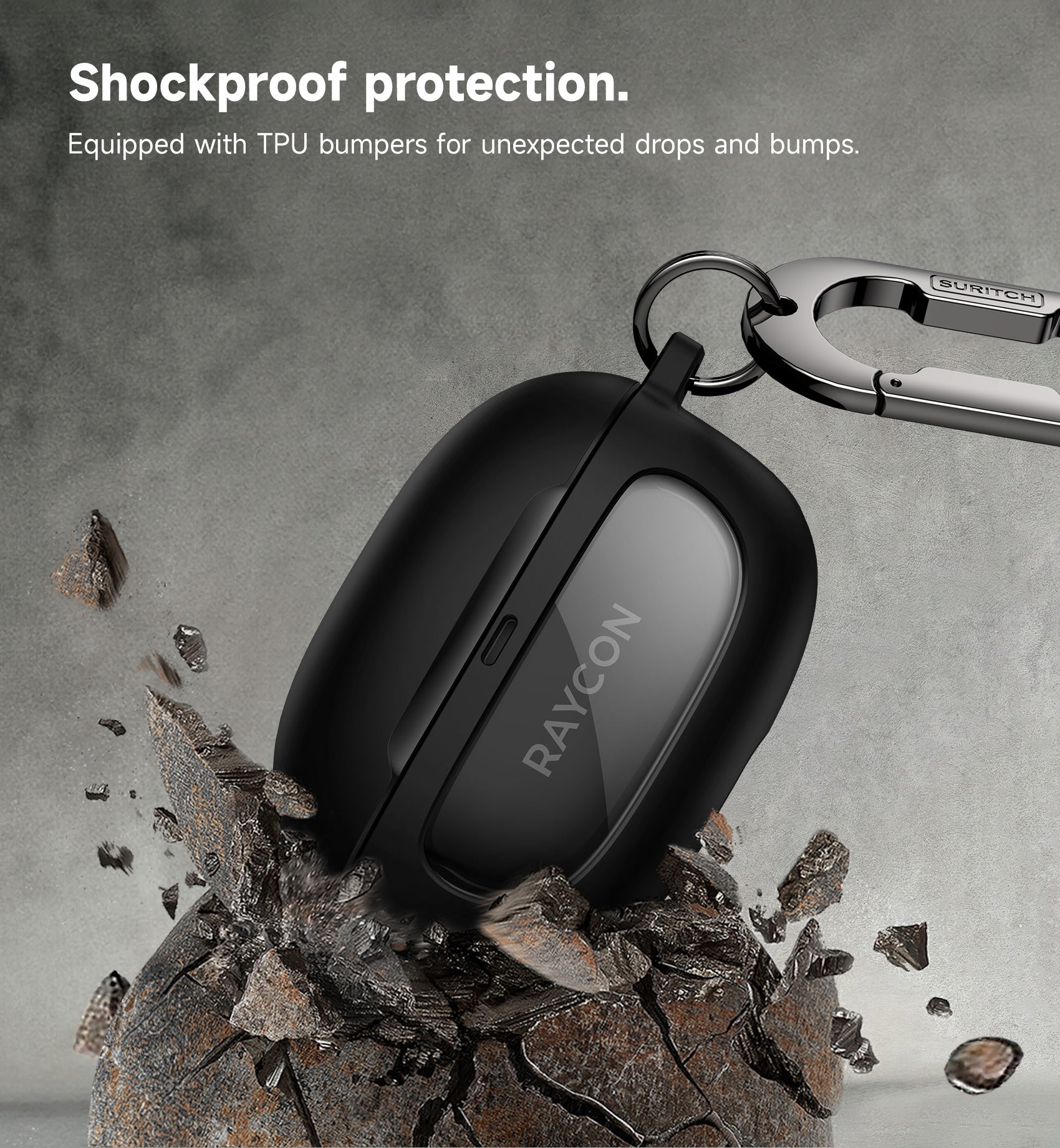 Suritch Case for Raycon Everyday Earbuds 2024 Edition Shockproof Magnetic Protective Cover Bluetooth True Wireless in-Ear Buds Headphones with Magnetic Lid Lock Carabiner