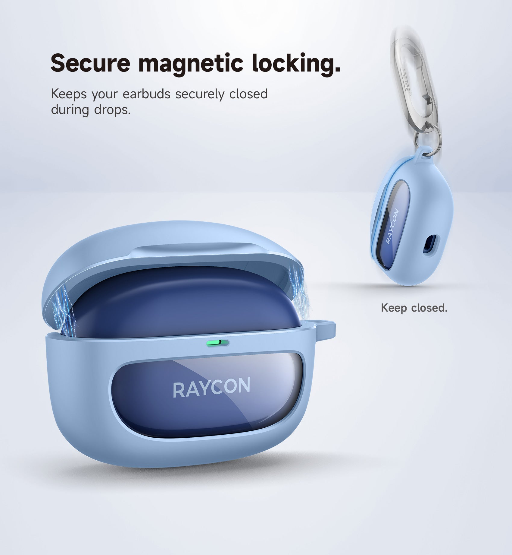 Suritch Case for Raycon Everyday Earbuds 2024 Edition Shockproof Magnetic Protective Cover Bluetooth True Wireless in-Ear Buds Headphones with Magnetic Lid Lock Carabiner