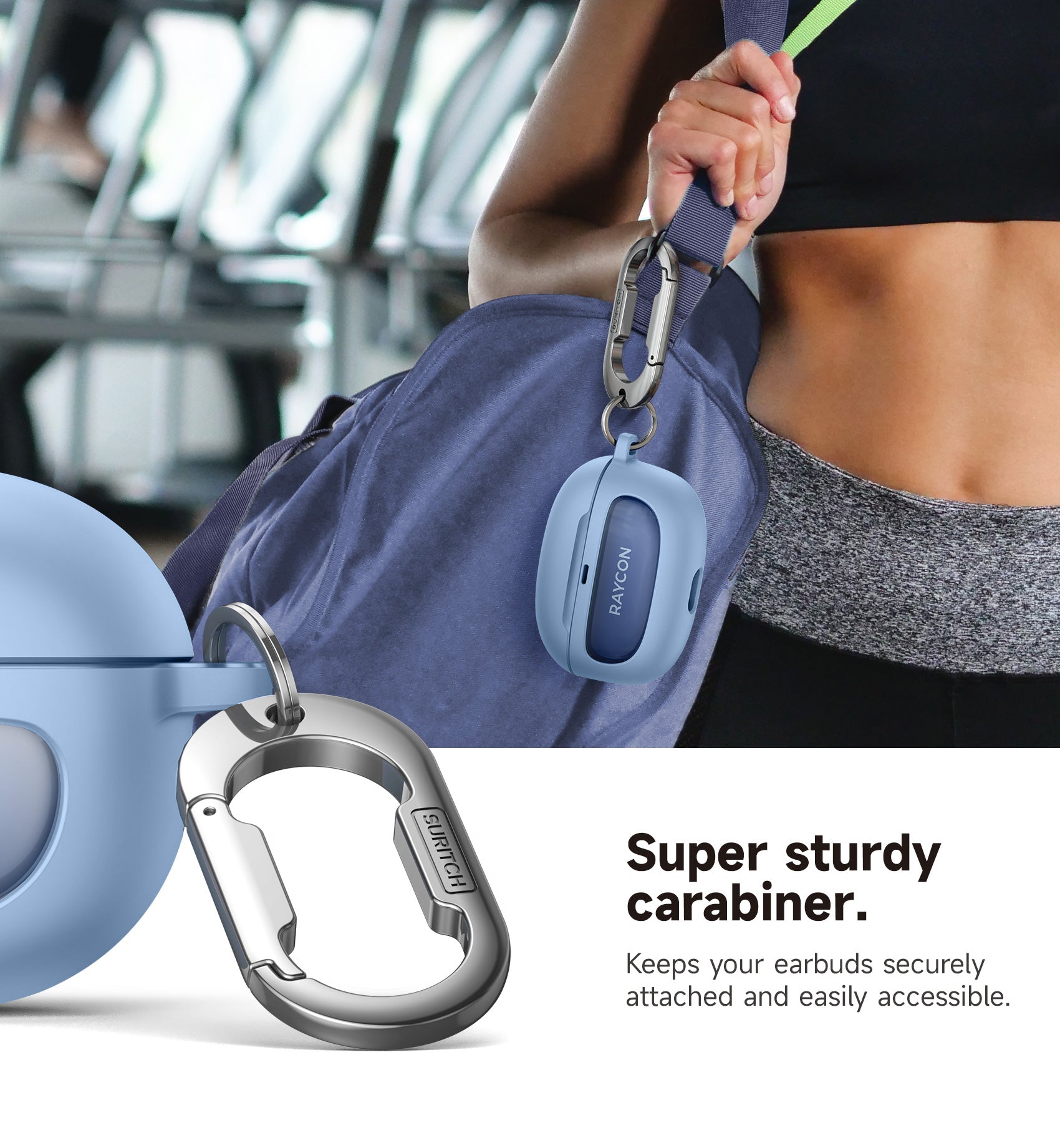 Suritch Case for Raycon Everyday Earbuds 2024 Edition Shockproof Magnetic Protective Cover Bluetooth True Wireless in-Ear Buds Headphones with Magnetic Lid Lock Carabiner