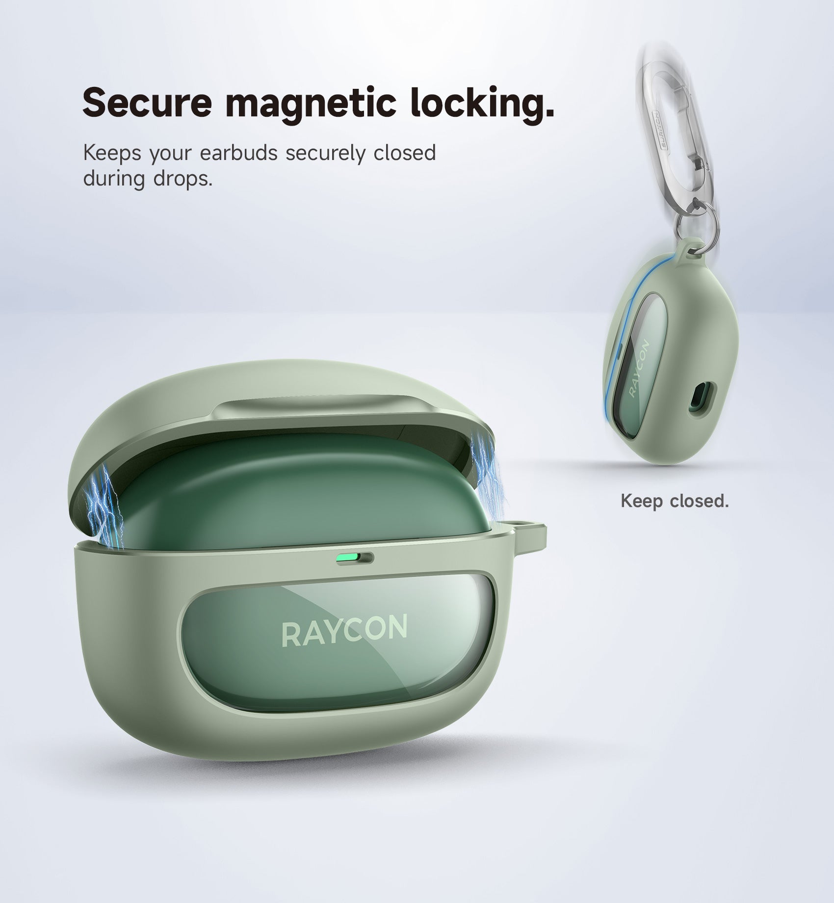 Suritch Case for Raycon Everyday Earbuds 2024 Edition Shockproof Magnetic Protective Cover Bluetooth True Wireless in-Ear Buds Headphones with Magnetic Lid Lock Carabiner
