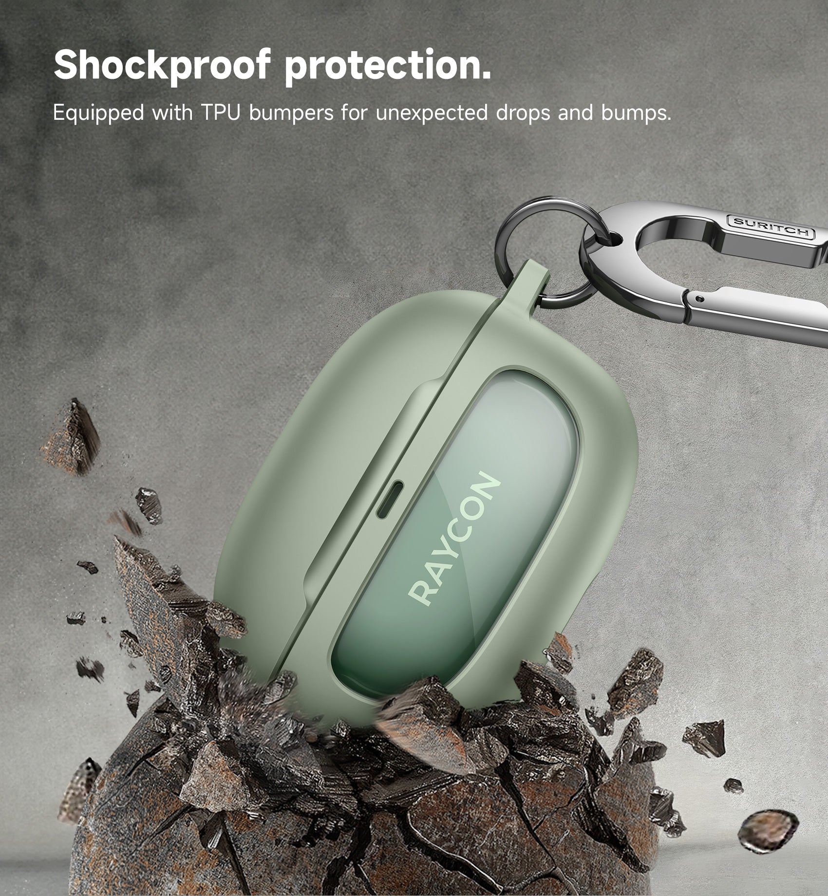 Suritch Case for Raycon Everyday Earbuds 2024 Edition Shockproof Magnetic Protective Cover Bluetooth True Wireless in-Ear Buds Headphones with Magnetic Lid Lock Carabiner