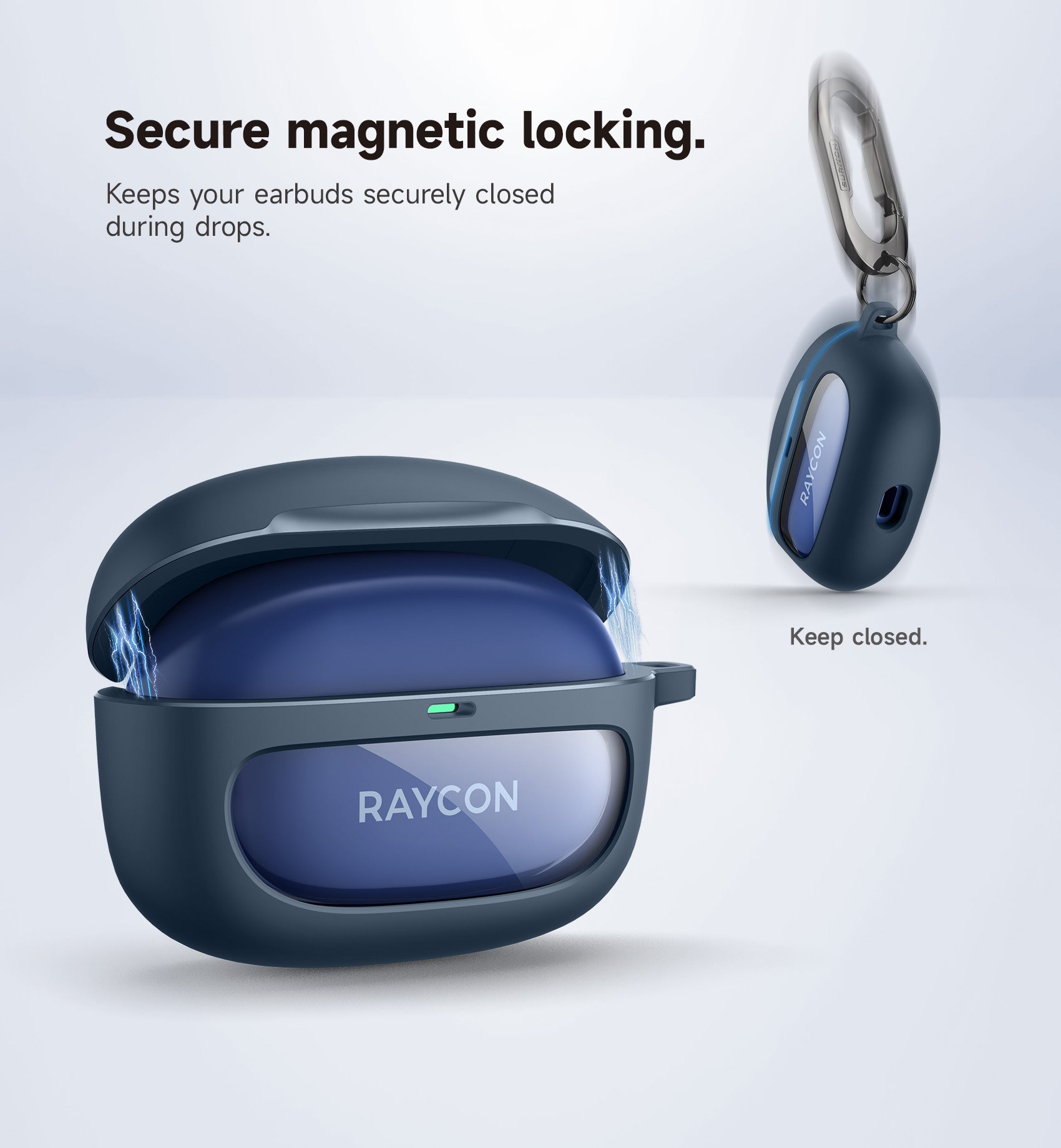 Suritch Case for Raycon Everyday Earbuds 2024 Edition Shockproof Magnetic Protective Cover Bluetooth True Wireless in-Ear Buds Headphones with Magnetic Lid Lock Carabiner