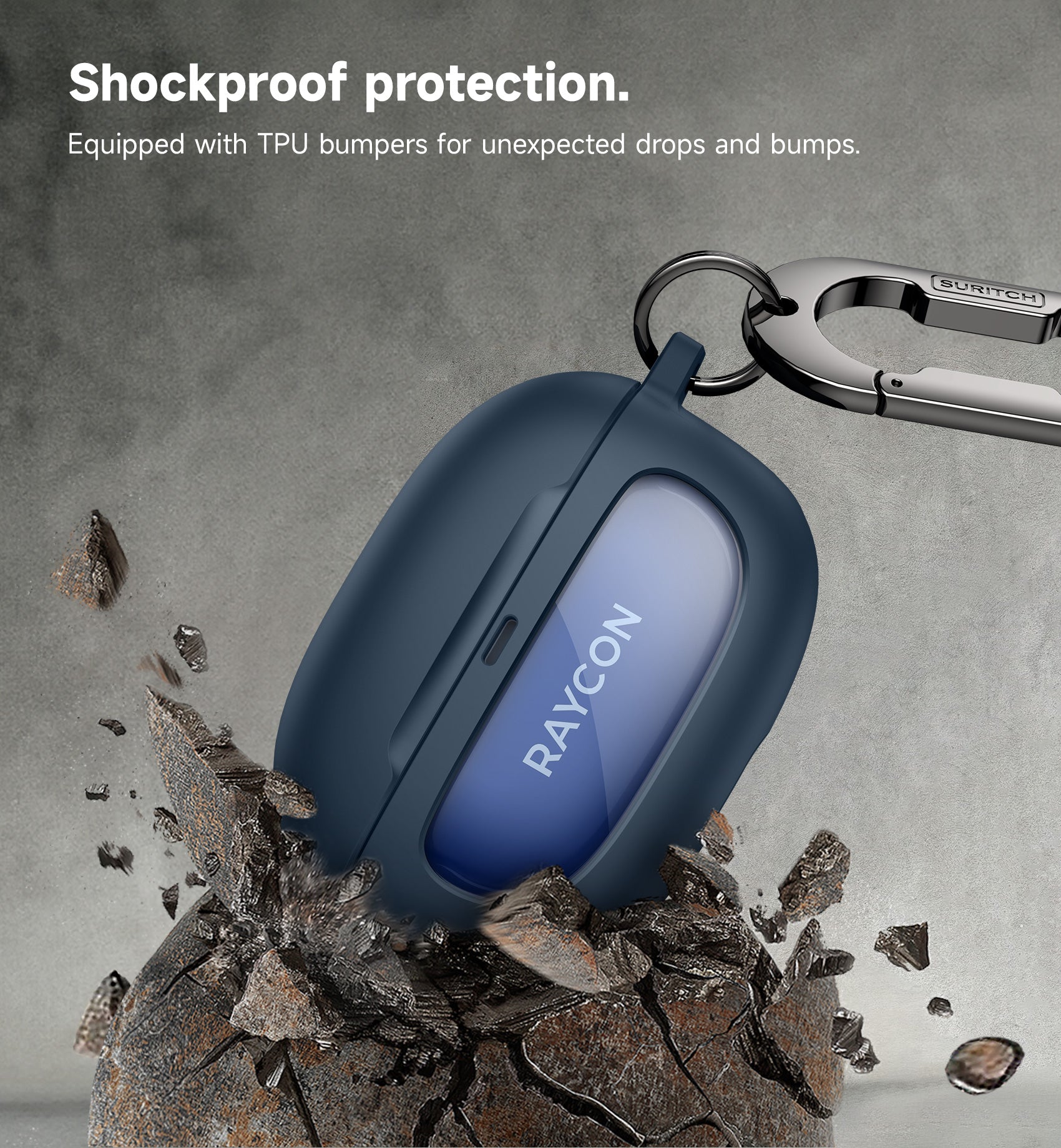 Suritch Case for Raycon Everyday Earbuds 2024 Edition Shockproof Magnetic Protective Cover Bluetooth True Wireless in-Ear Buds Headphones with Magnetic Lid Lock Carabiner