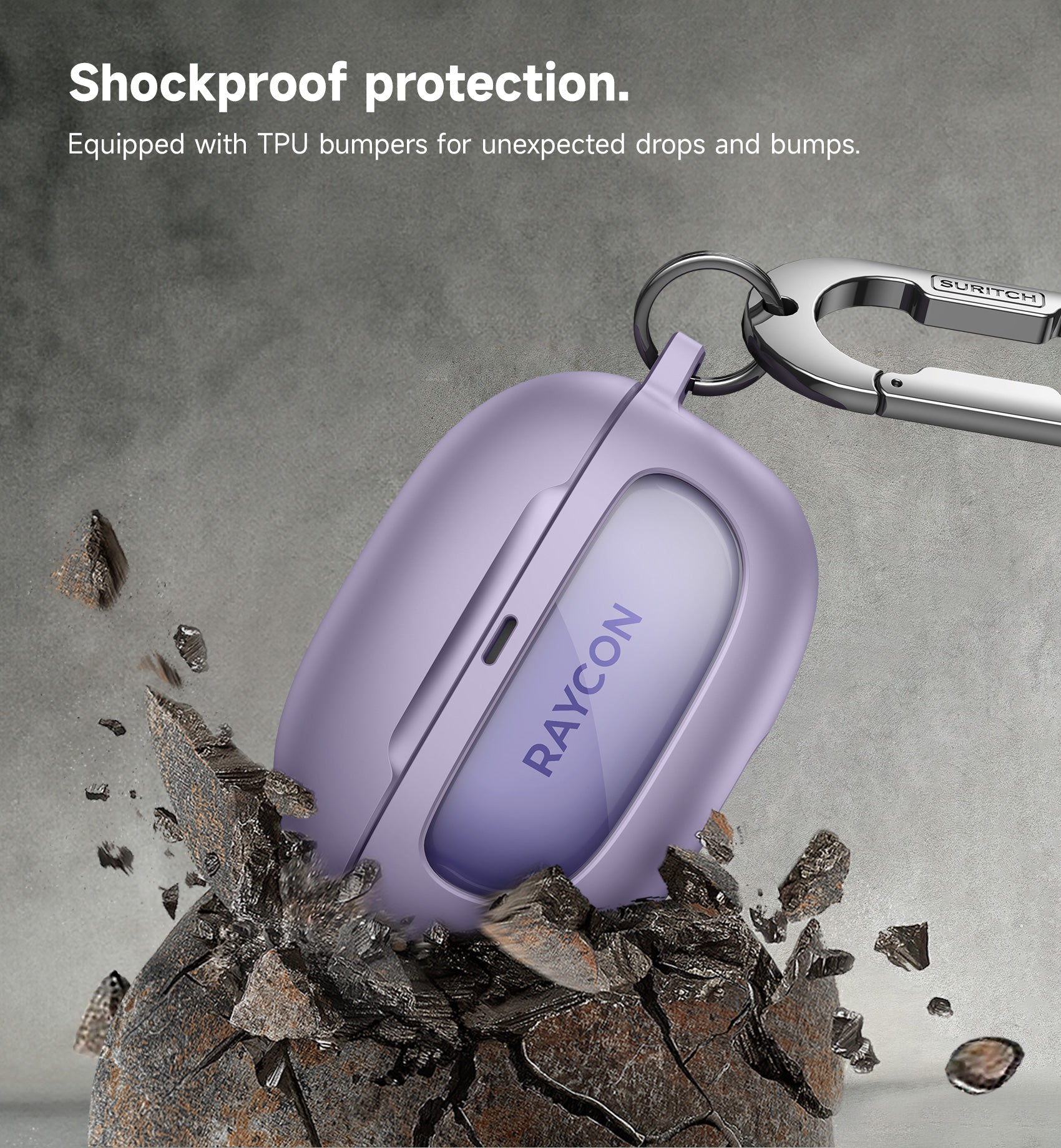 Suritch Case for Raycon Everyday Earbuds 2024 Edition Shockproof Magnetic Protective Cover Bluetooth True Wireless in-Ear Buds Headphones with Magnetic Lid Lock Carabiner