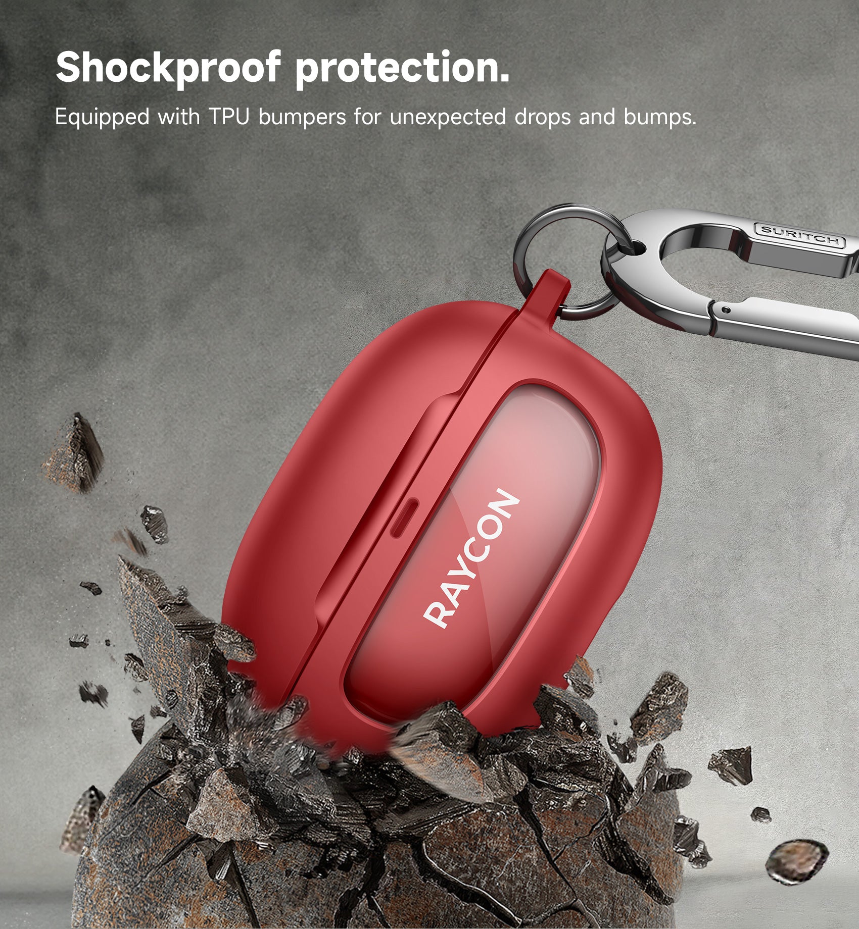 Suritch Case for Raycon Everyday Earbuds 2024 Edition Shockproof Magnetic Protective Cover Bluetooth True Wireless in-Ear Buds Headphones with Magnetic Lid Lock Carabiner