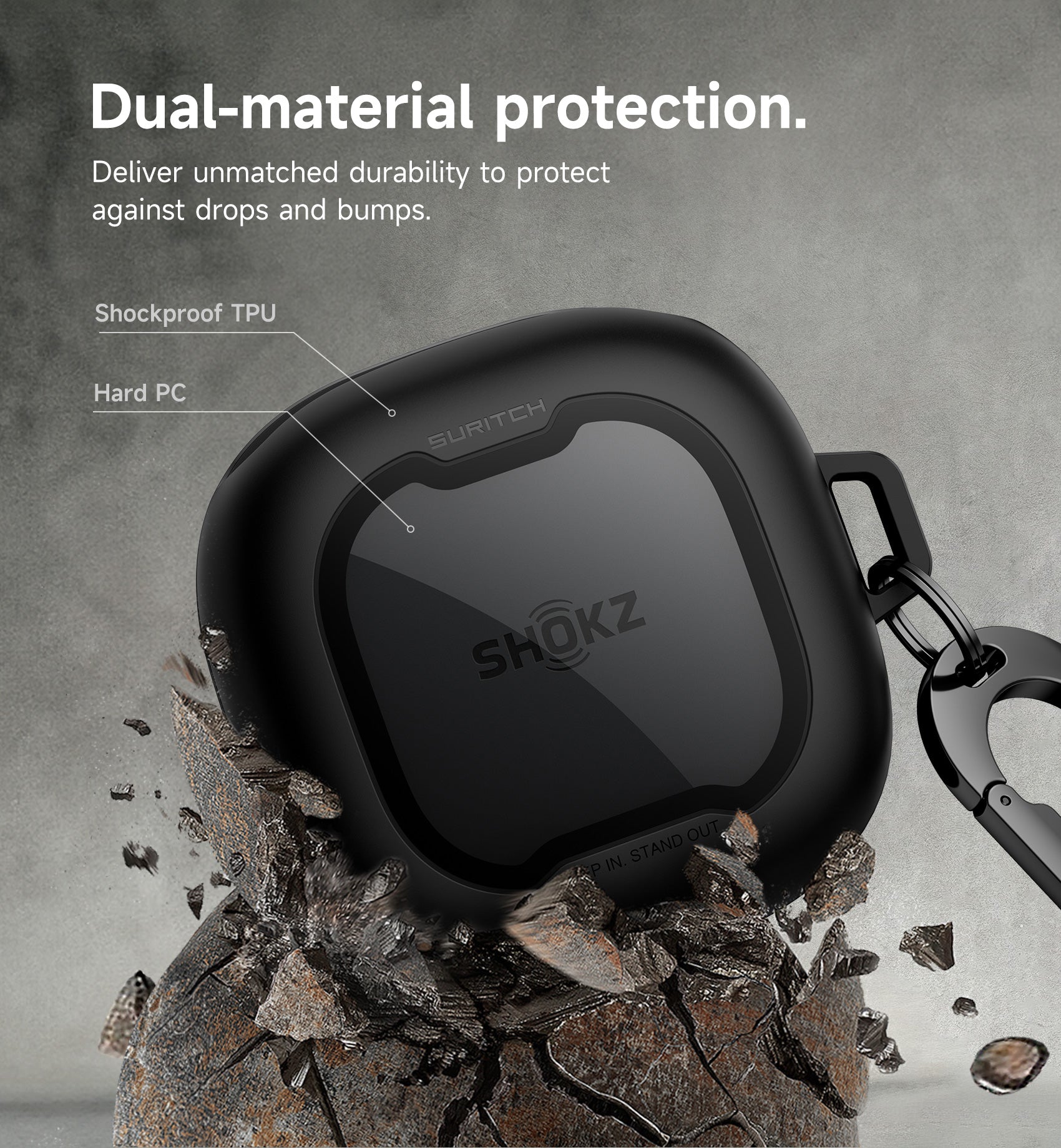 Suritch Case for SHOKZ OpenFit 2 Magnetic Locking Shockproof Bumper Protective Cover with Carabiner Keyring Cleaner Kit