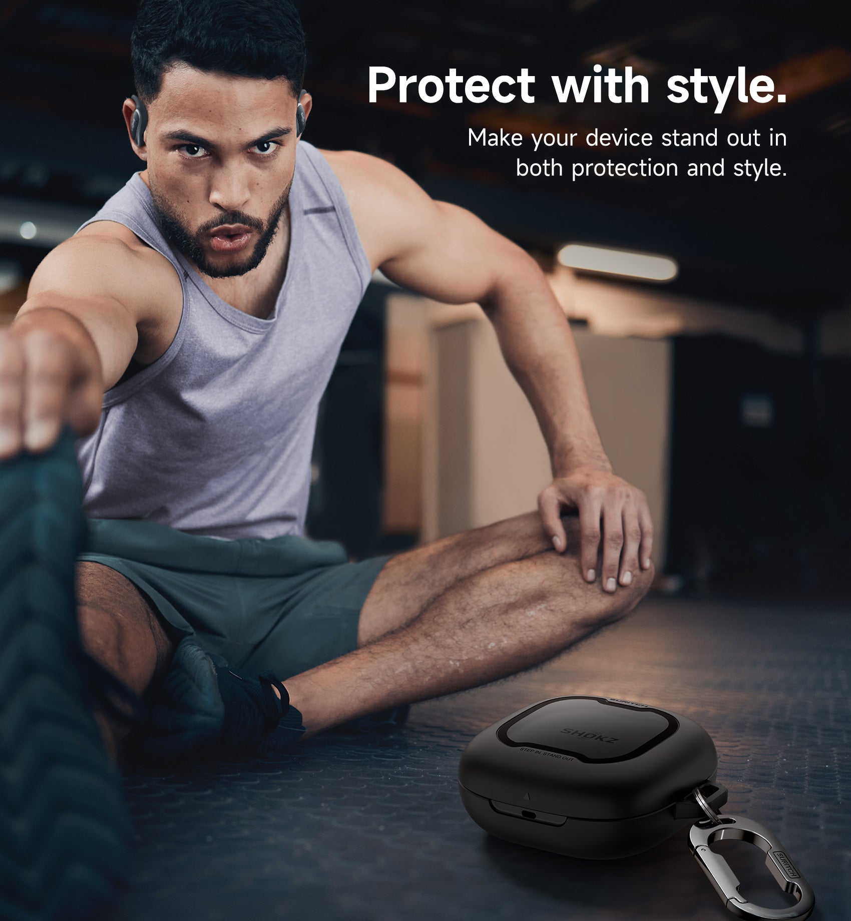 Suritch Case for SHOKZ OpenFit 2 Magnetic Locking Shockproof Bumper Protective Cover with Carabiner Keyring Cleaner Kit