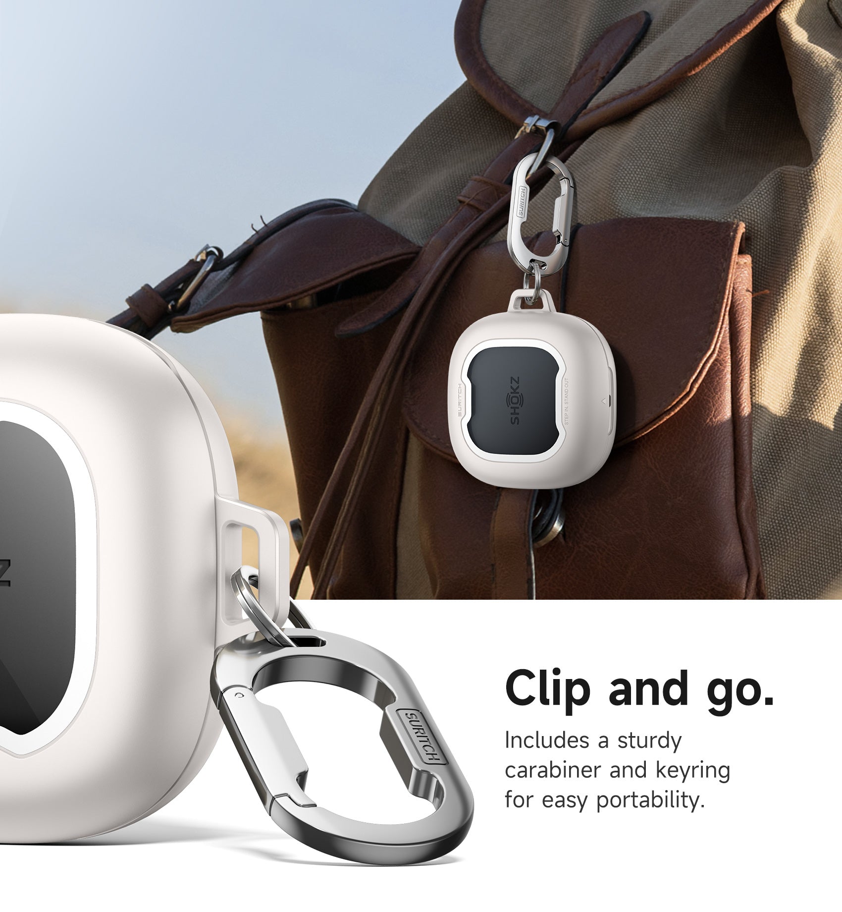 Suritch Case for SHOKZ OpenFit 2 Magnetic Locking Shockproof Bumper Protective Cover with Carabiner Keyring Cleaner Kit