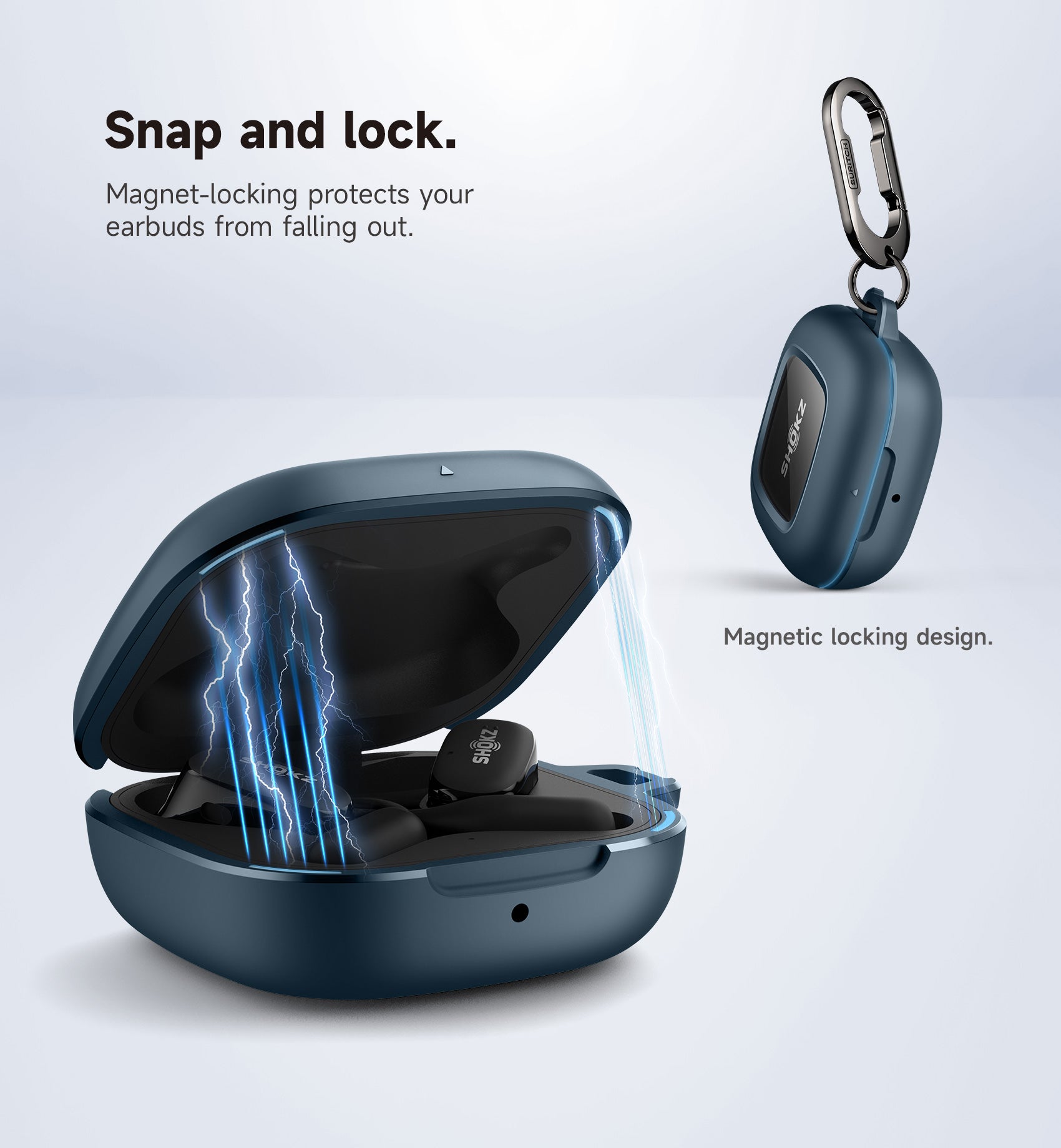 Suritch Case for SHOKZ OpenFit Shockproof Magnetic Protective Cover True Wireless Bluetooth Headphones with Magnetic Lid Lock Carabiner