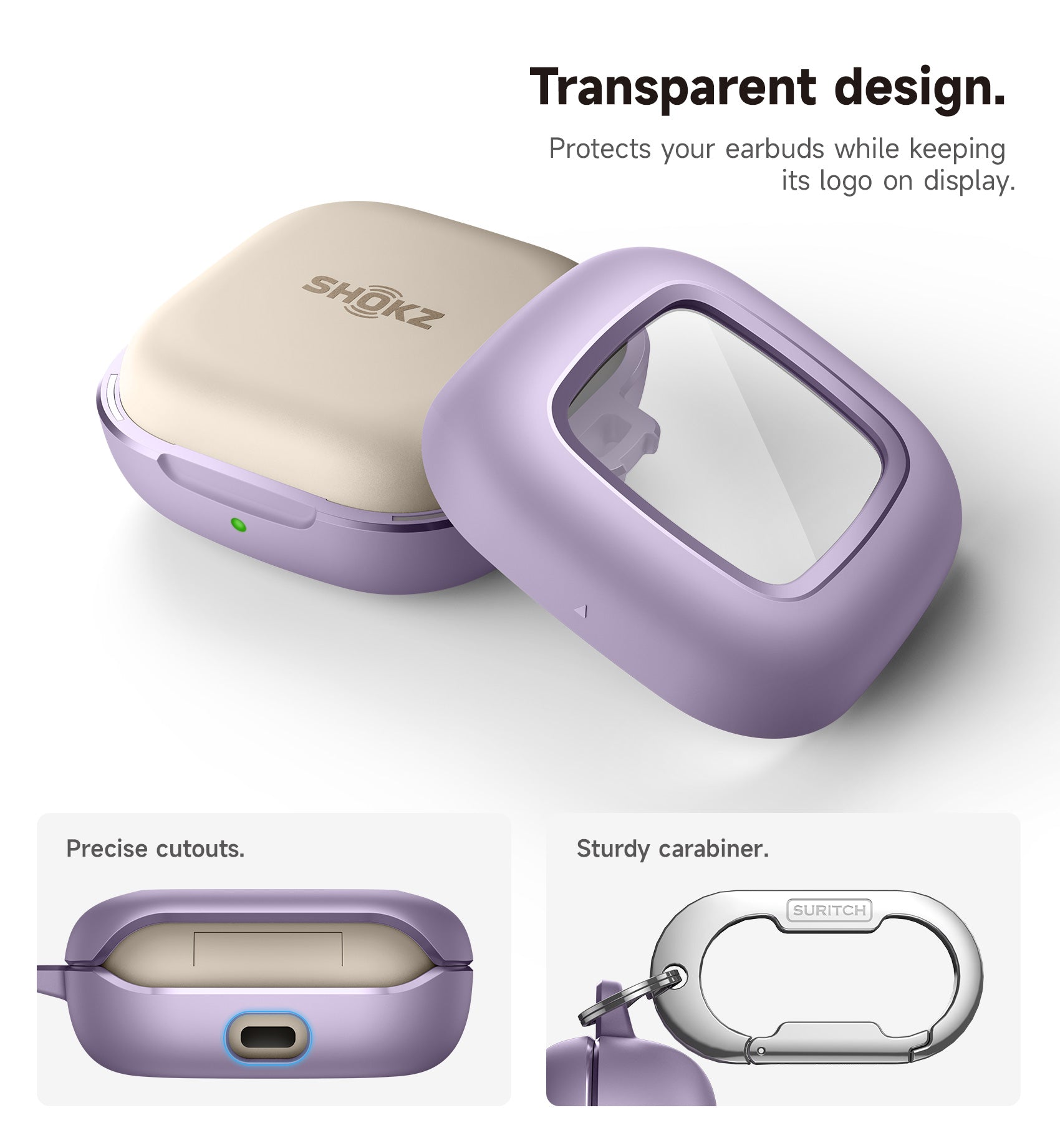 Suritch Case for SHOKZ OpenFit Shockproof Magnetic Protective Cover True Wireless Bluetooth Headphones with Magnetic Lid Lock Carabiner