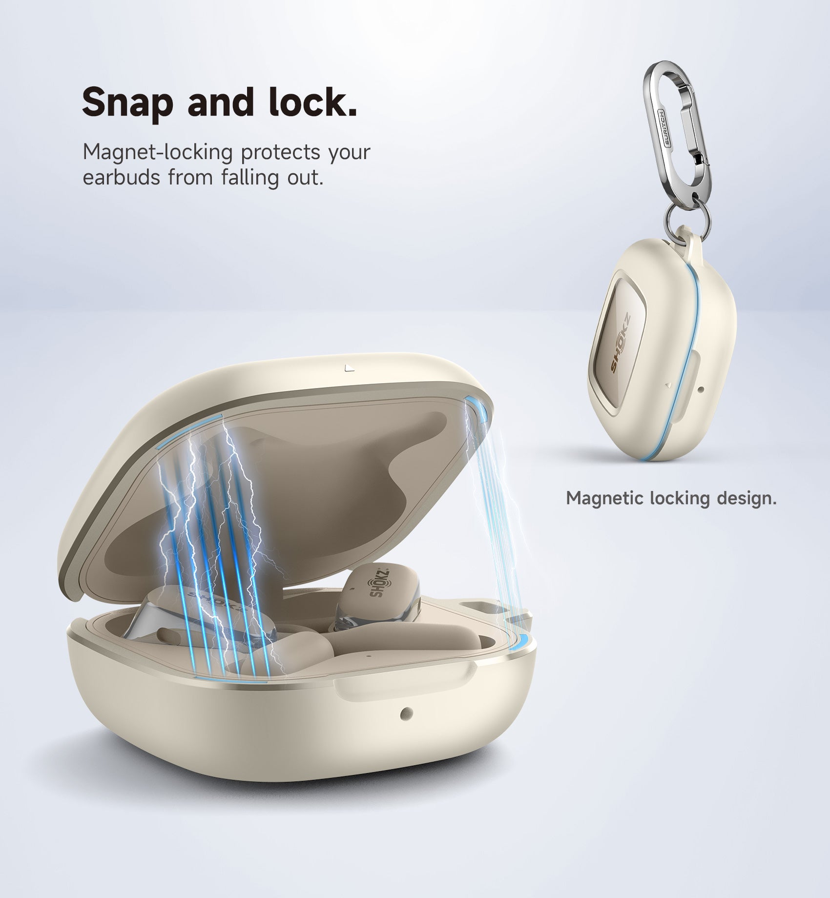 Suritch Case for SHOKZ OpenFit Shockproof Magnetic Protective Cover True Wireless Bluetooth Headphones with Magnetic Lid Lock Carabiner