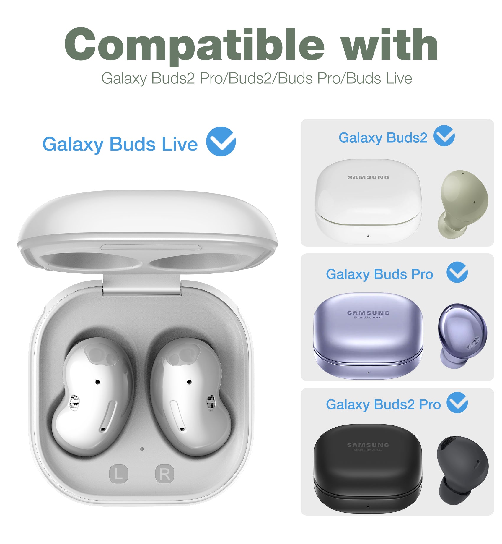 Suritch Case for Samsung Galaxy Buds 2 Pro Shockproof Sturdy Protective Cover with Heavy-Duty Carabiner