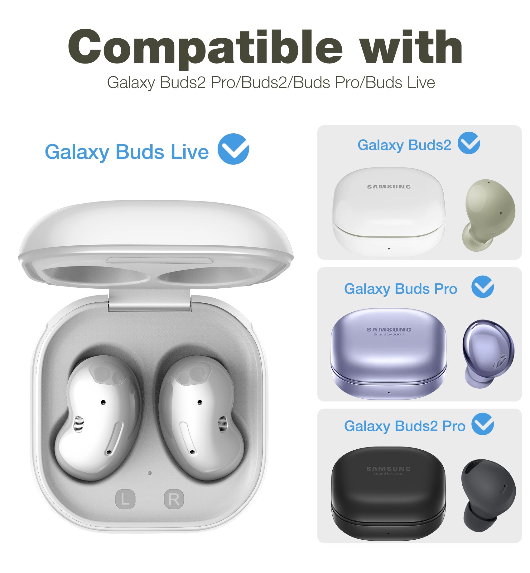 Suritch Case for Samsung Galaxy Buds 2 Pro Shockproof Sturdy Protective Cover with Heavy-Duty Carabiner