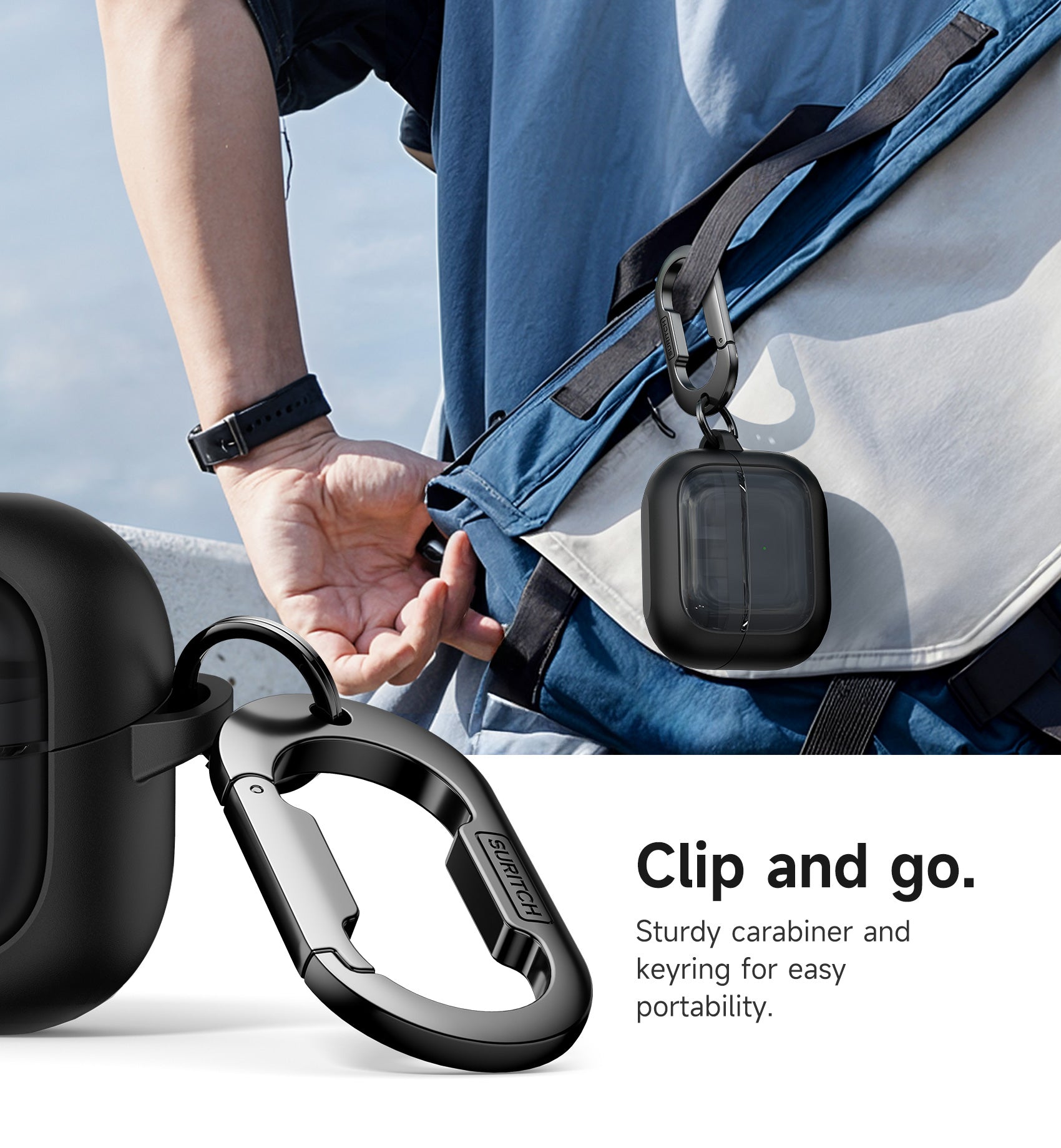 Suritch Case for Samsung Galaxy Buds 3 FE 2025 Magnetic Bumper Rugged Shockproof Protective Covers with Carabiner Cleaning Kit Removal Tool