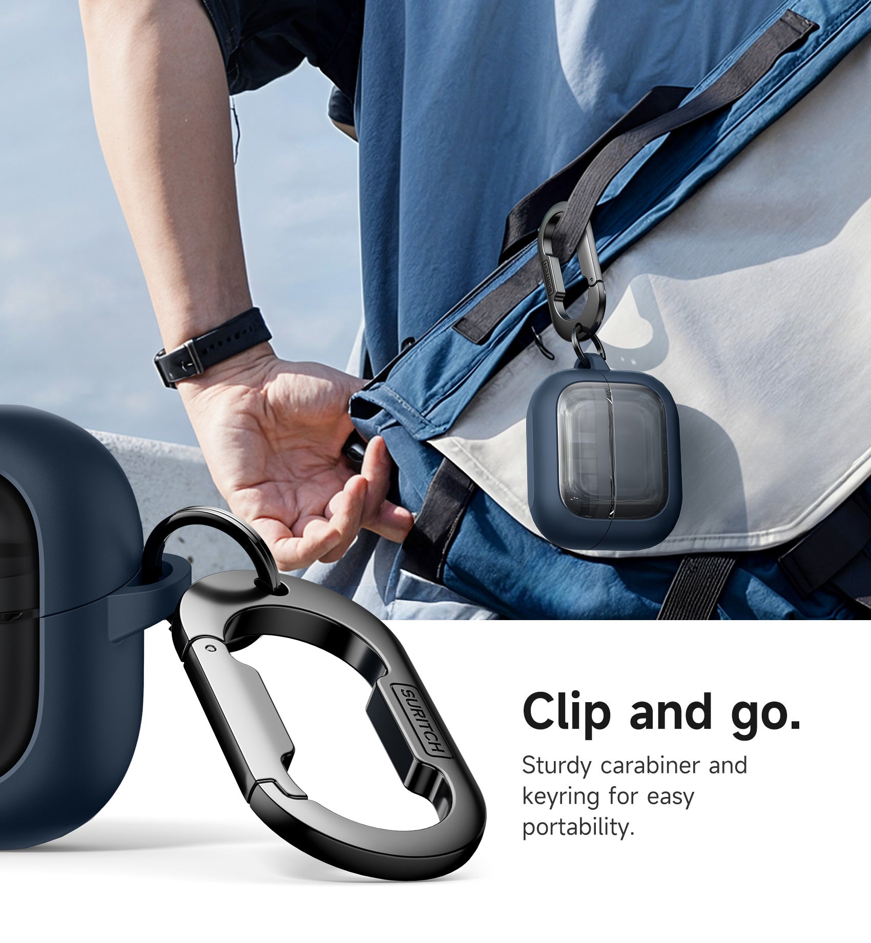 Suritch Case for Samsung Galaxy Buds 3 FE 2025 Magnetic Bumper Rugged Shockproof Protective Covers with Carabiner Cleaning Kit Removal Tool