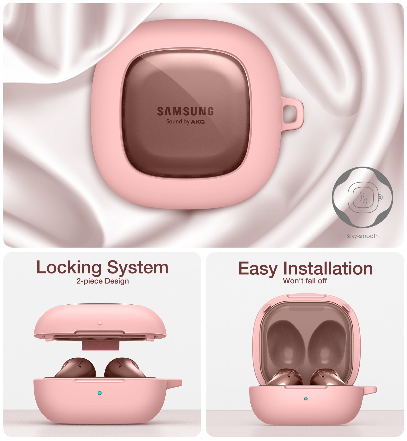 Suritch Case for Samsung Galaxy Buds Live Shockproof Sturdy Protective Cover with Heavy-Duty Carabiner