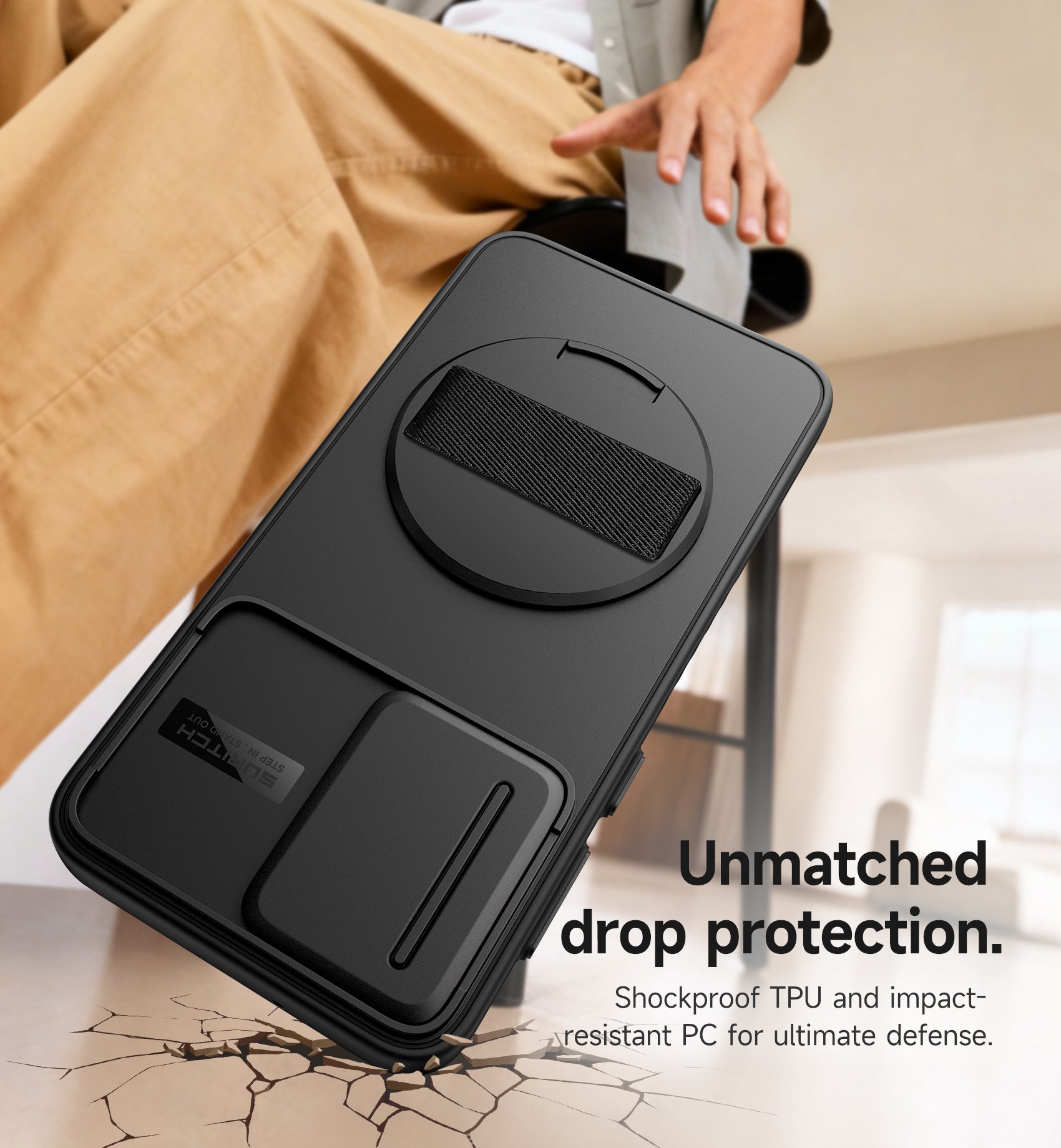 Suritch Case for Samsung Galaxy S23 Plus with 360° Rotatable Hand Strap Phone Grip Invisible Kickstand Slide Camera Cover Rugged Shockproof Protective Cover