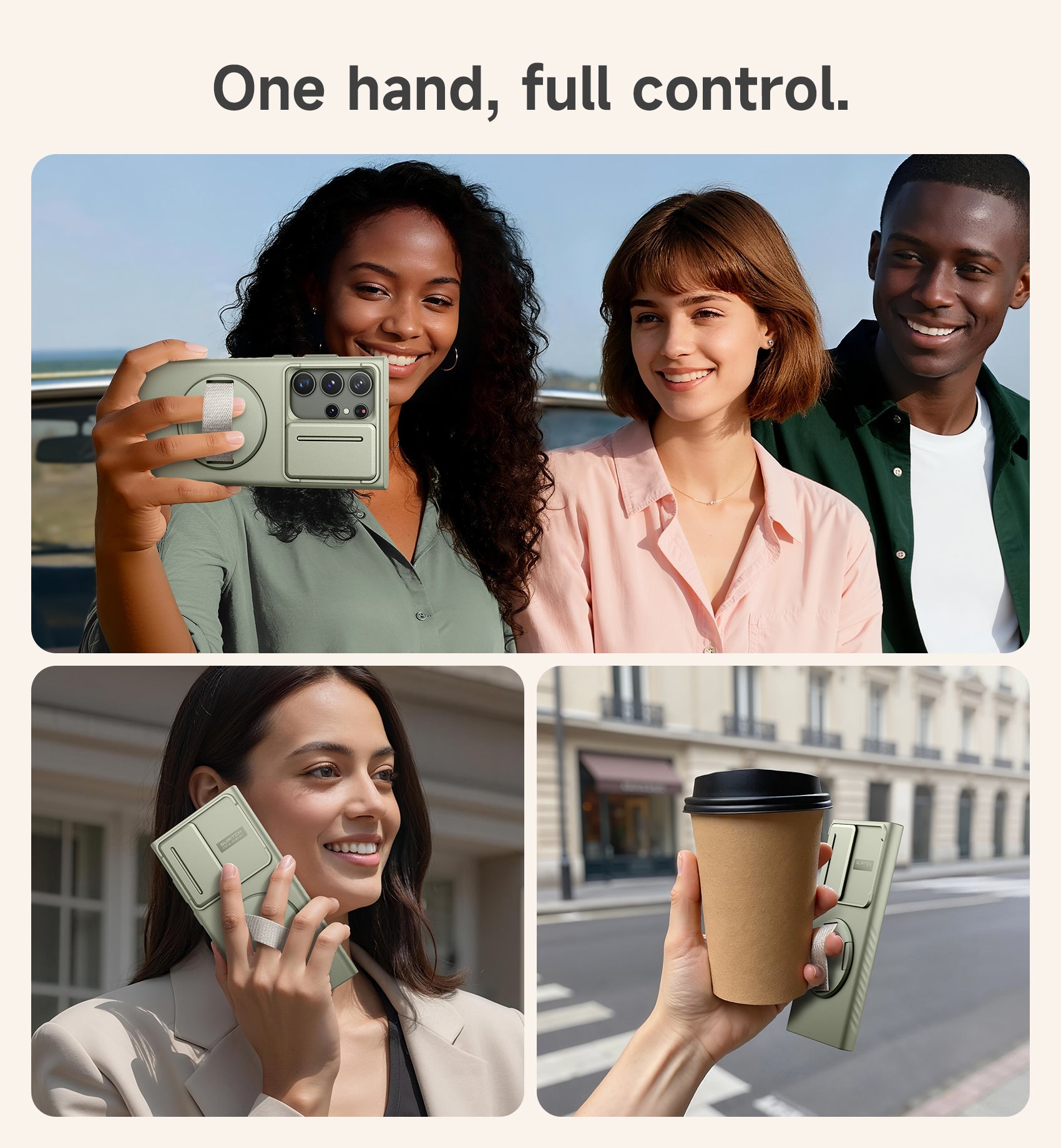 Suritch Case for Samsung Galaxy S23 Ultra with 360° Rotatable Hand Strap Phone Grip Invisible Kickstand Slide Camera Cover Rugged Shockproof Protective Cover